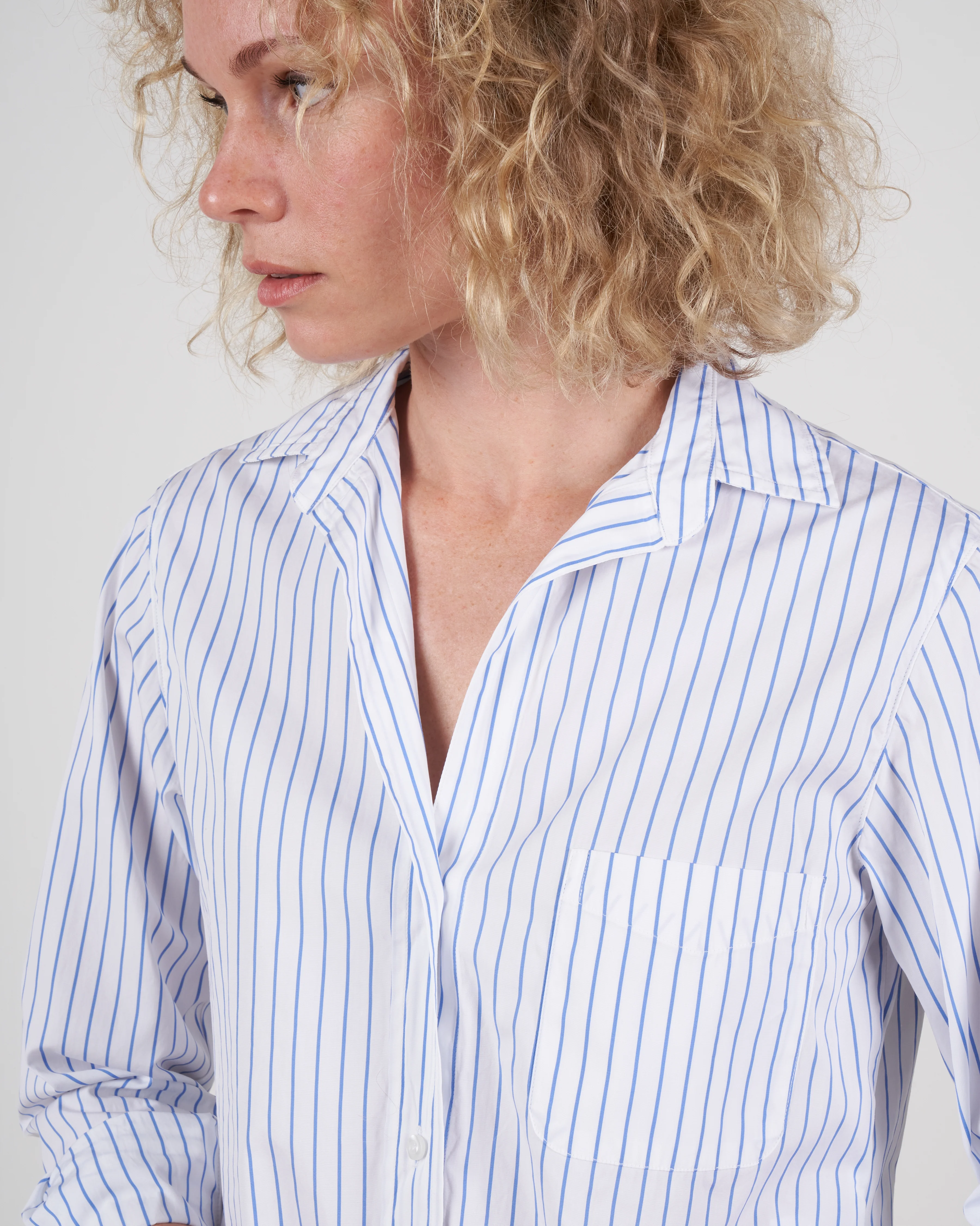 silvio button up - white w/ blue stripe - Image 5