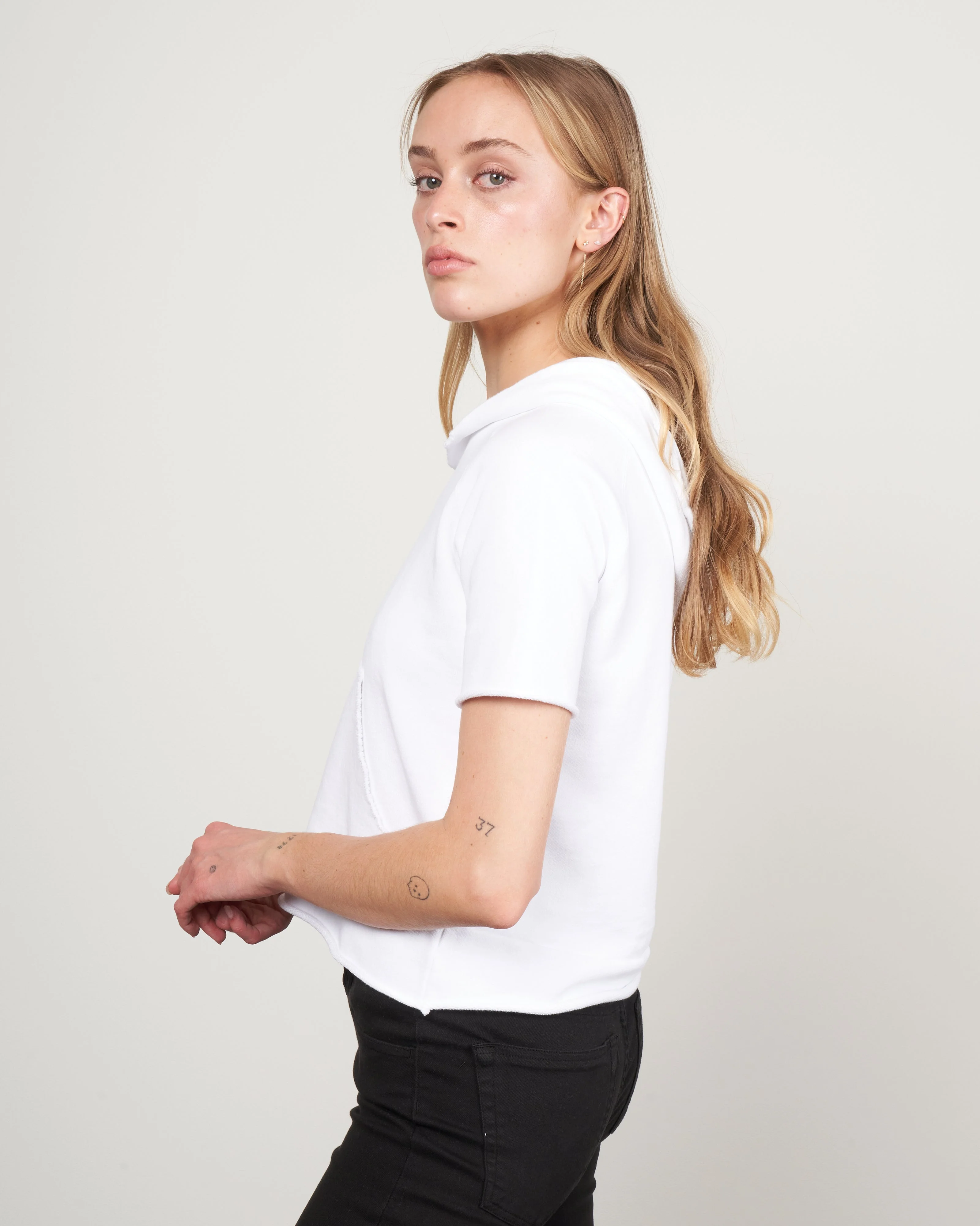 short sleeve hoodie - white - Image 3