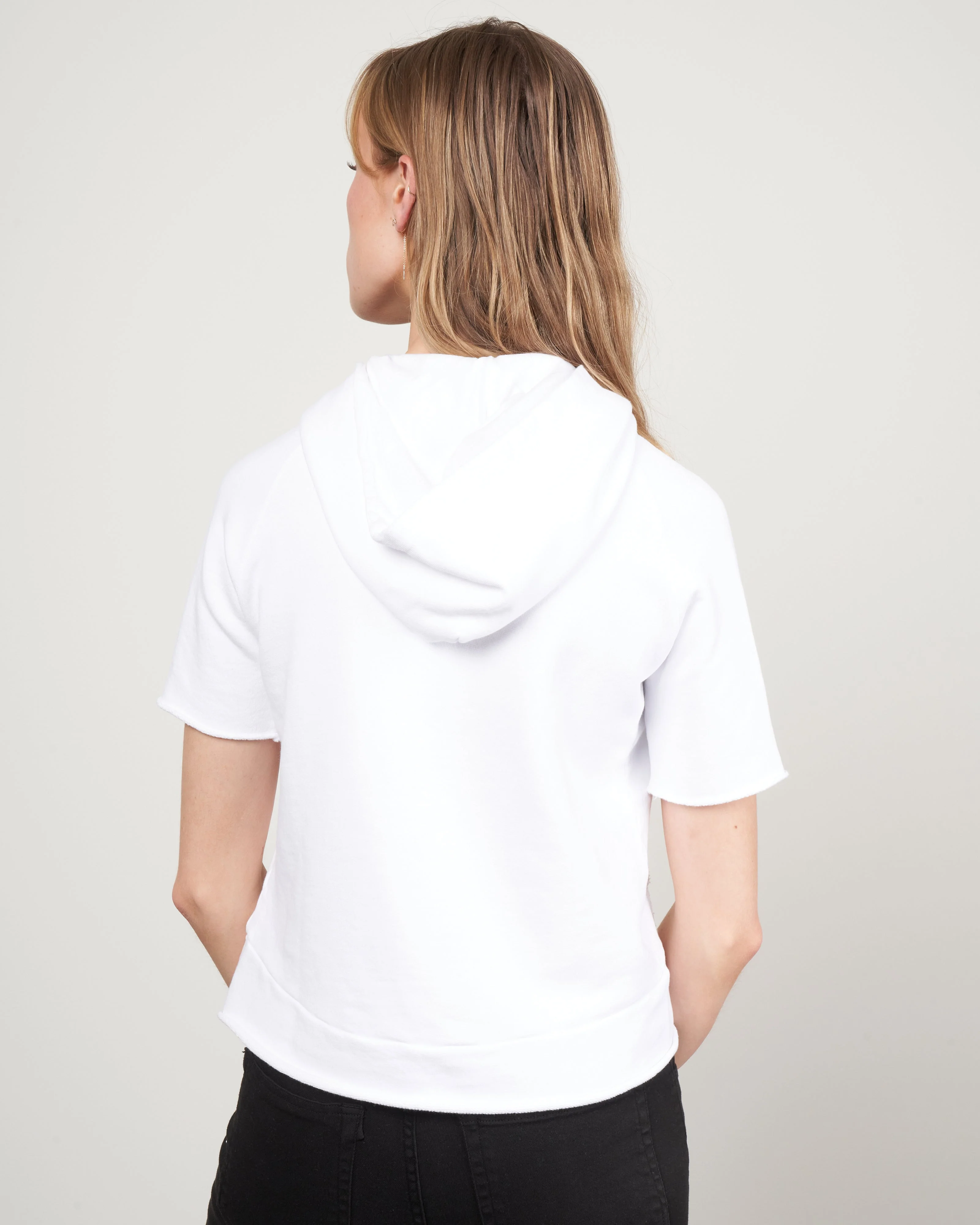 short sleeve hoodie - white - Image 4