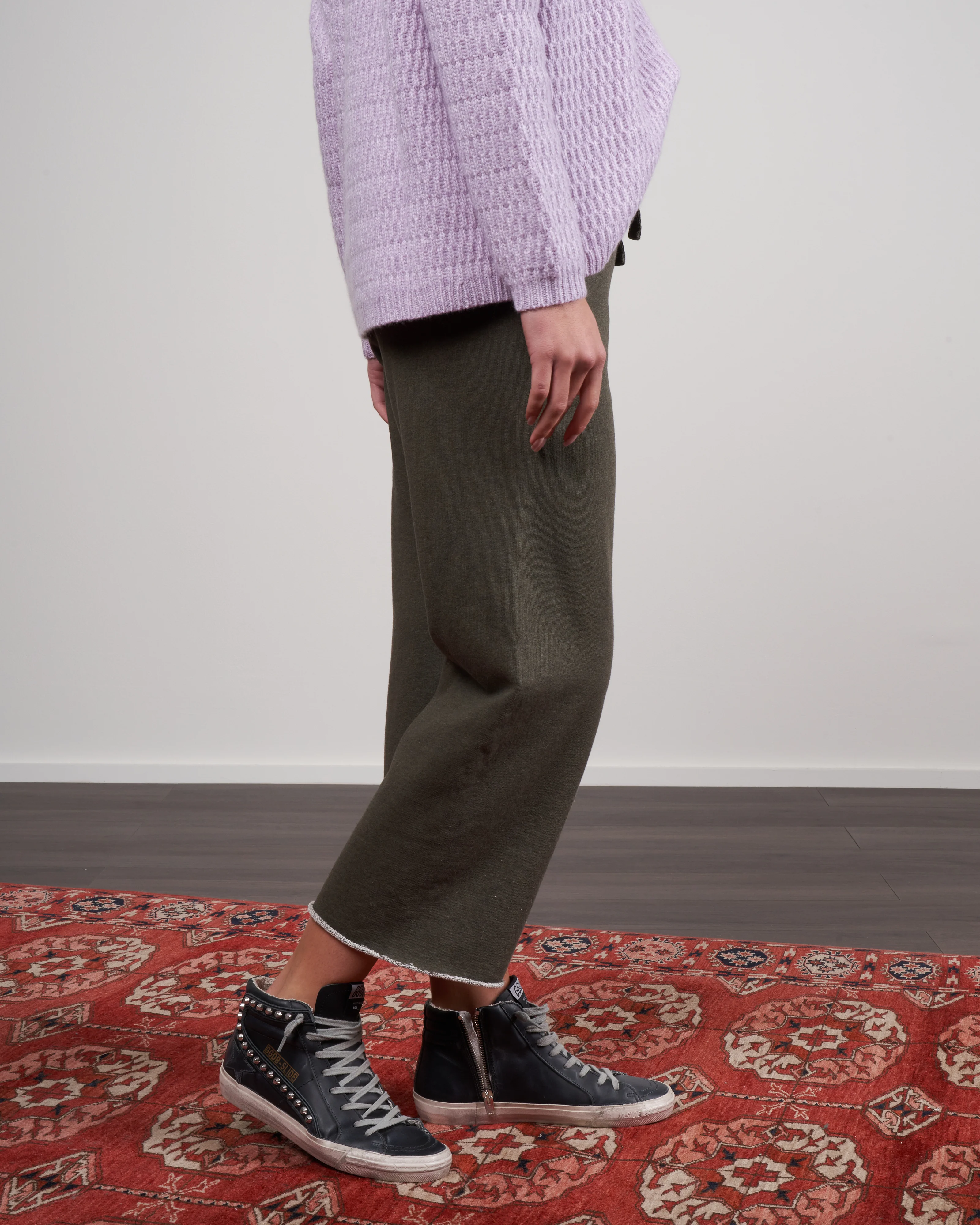 cropped wide leg sweatpant - moss melange - Image 3