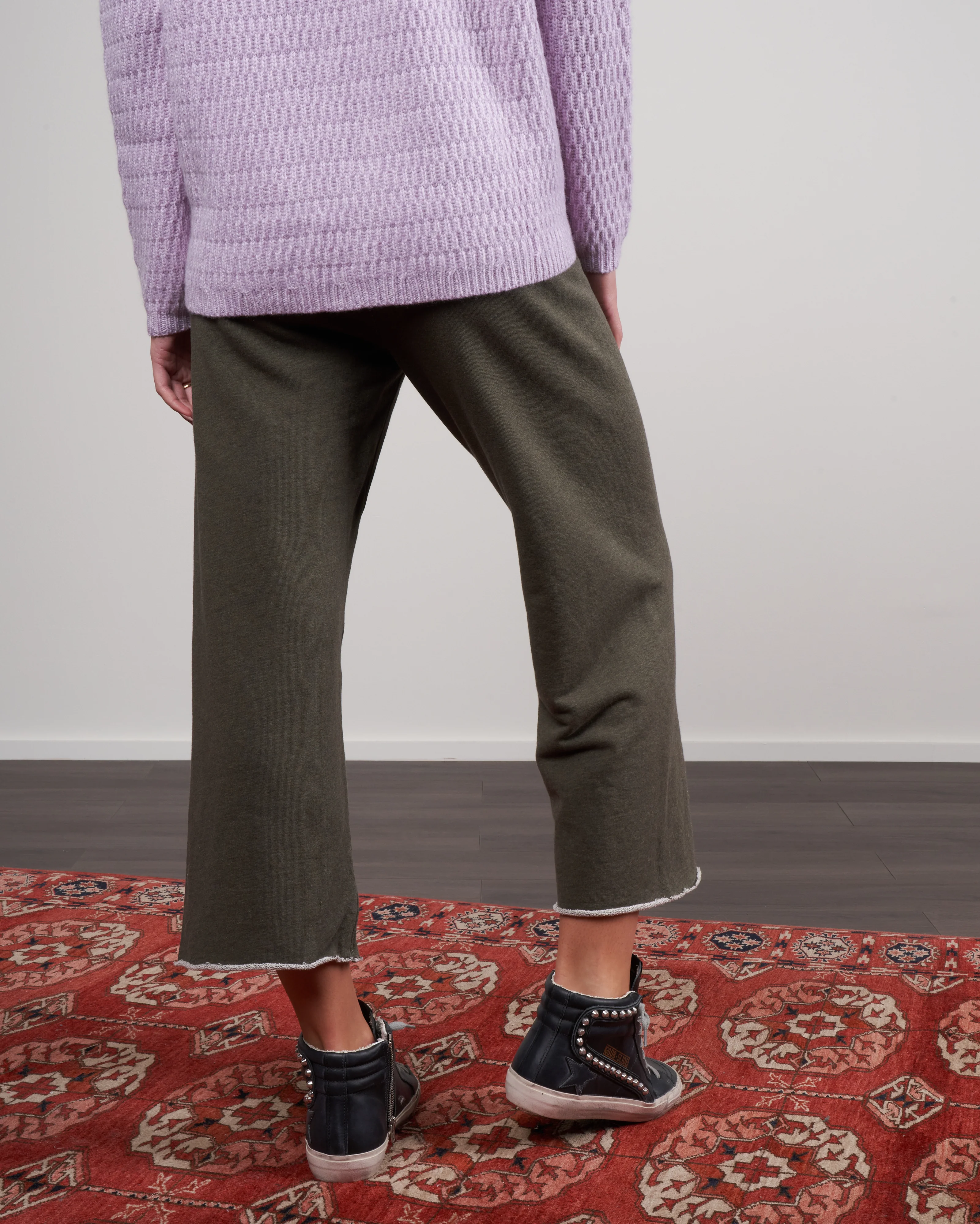 cropped wide leg sweatpant - moss melange - Image 4