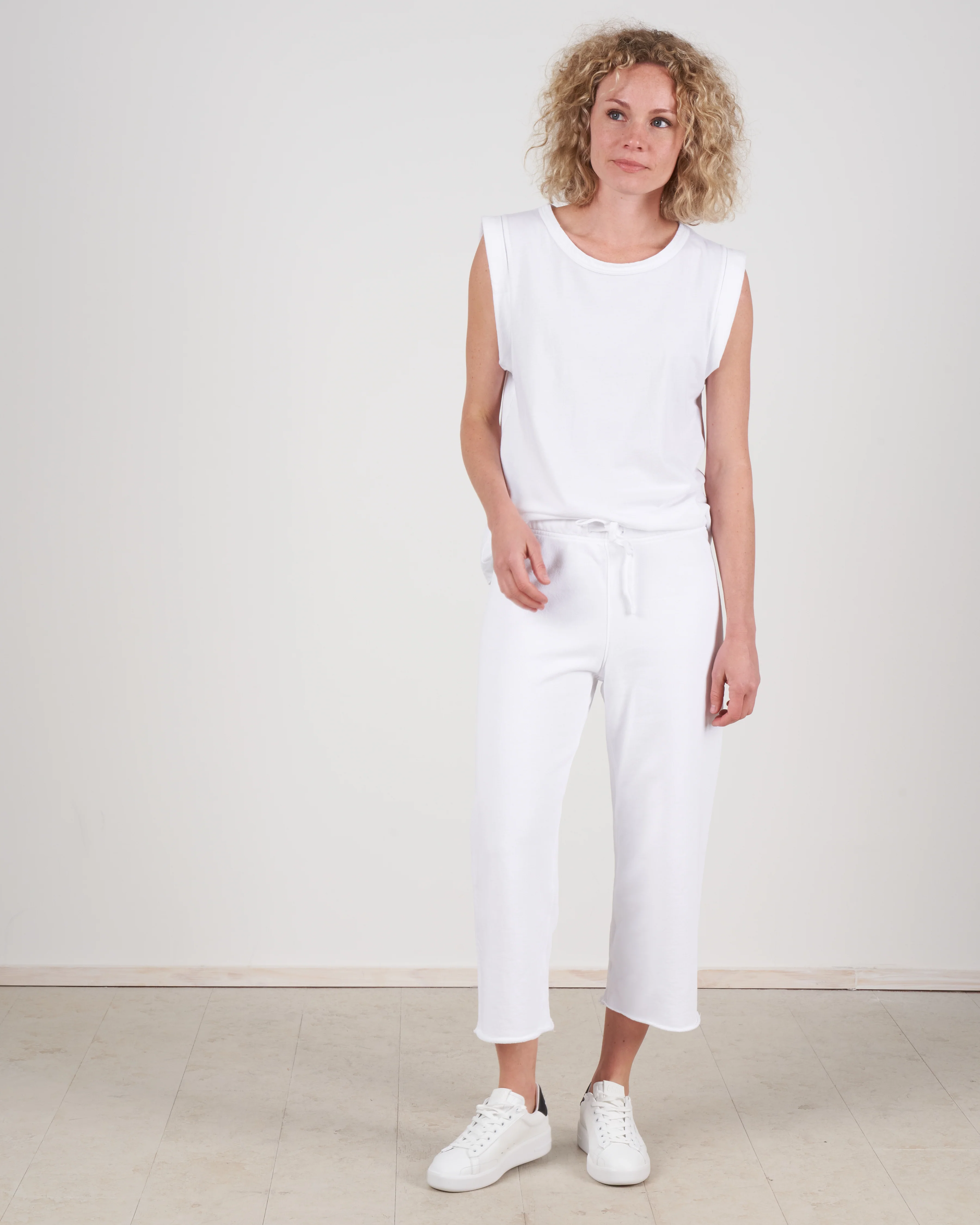 cropped wide leg sweatpant - white - Image 2