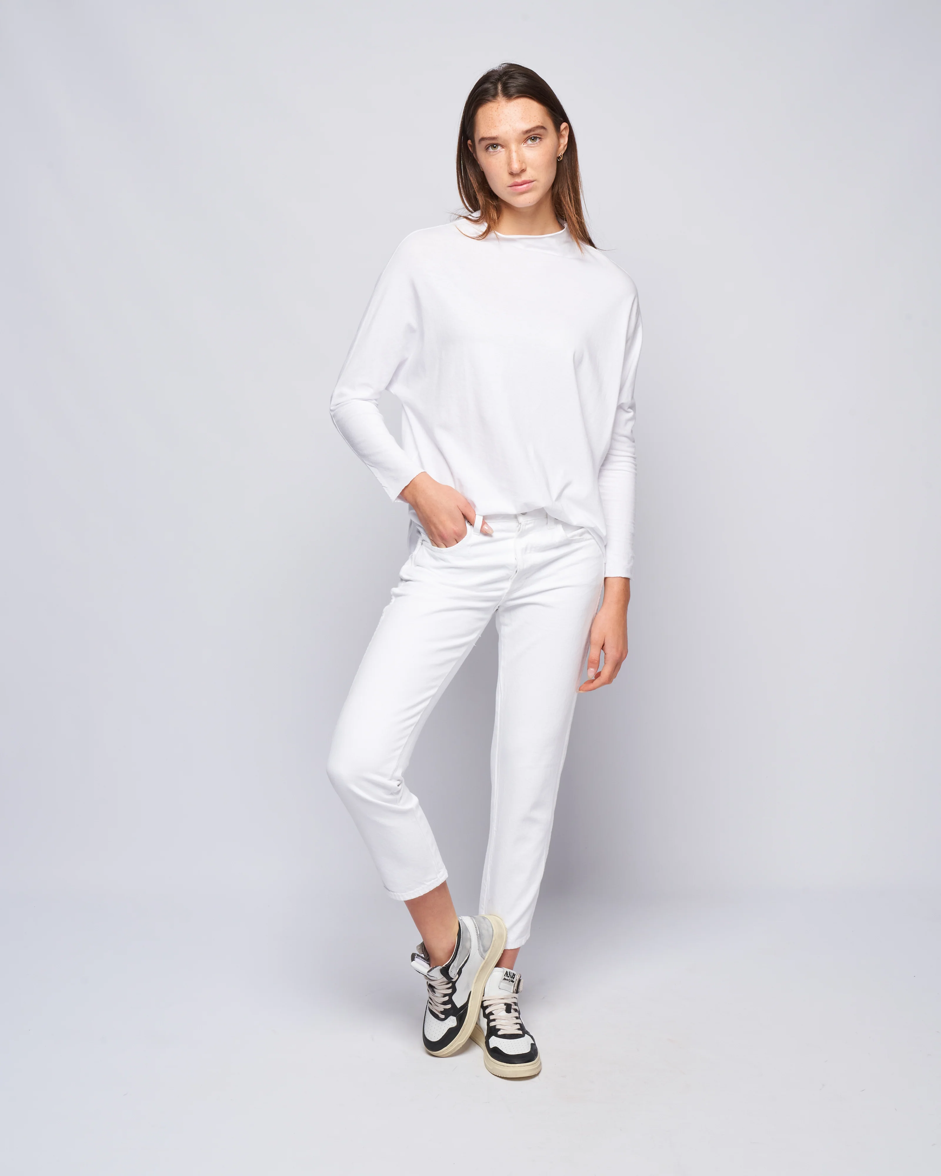 long sleeve funnel neck tee - wht white - Image 2