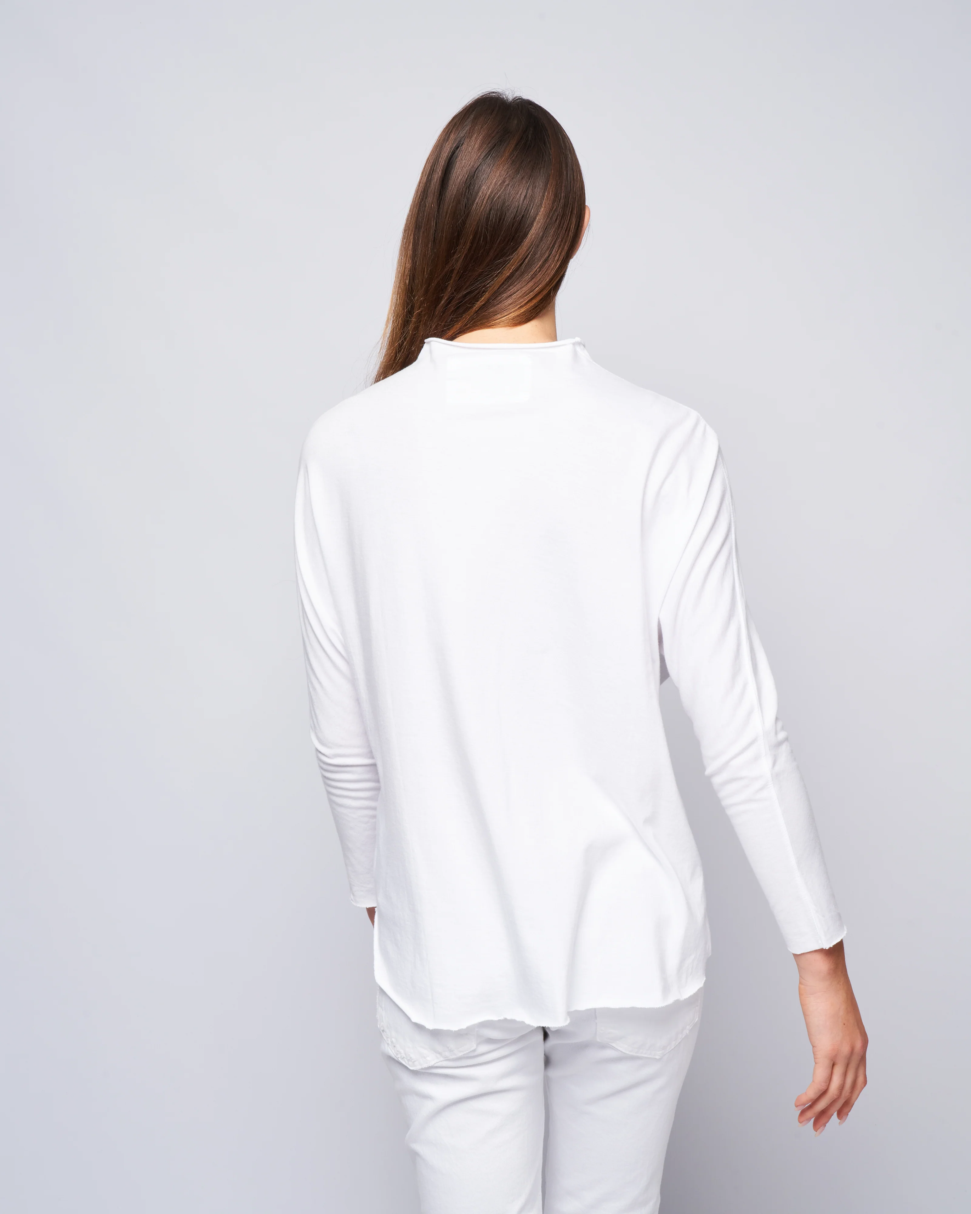 long sleeve funnel neck tee - wht white - Image 4