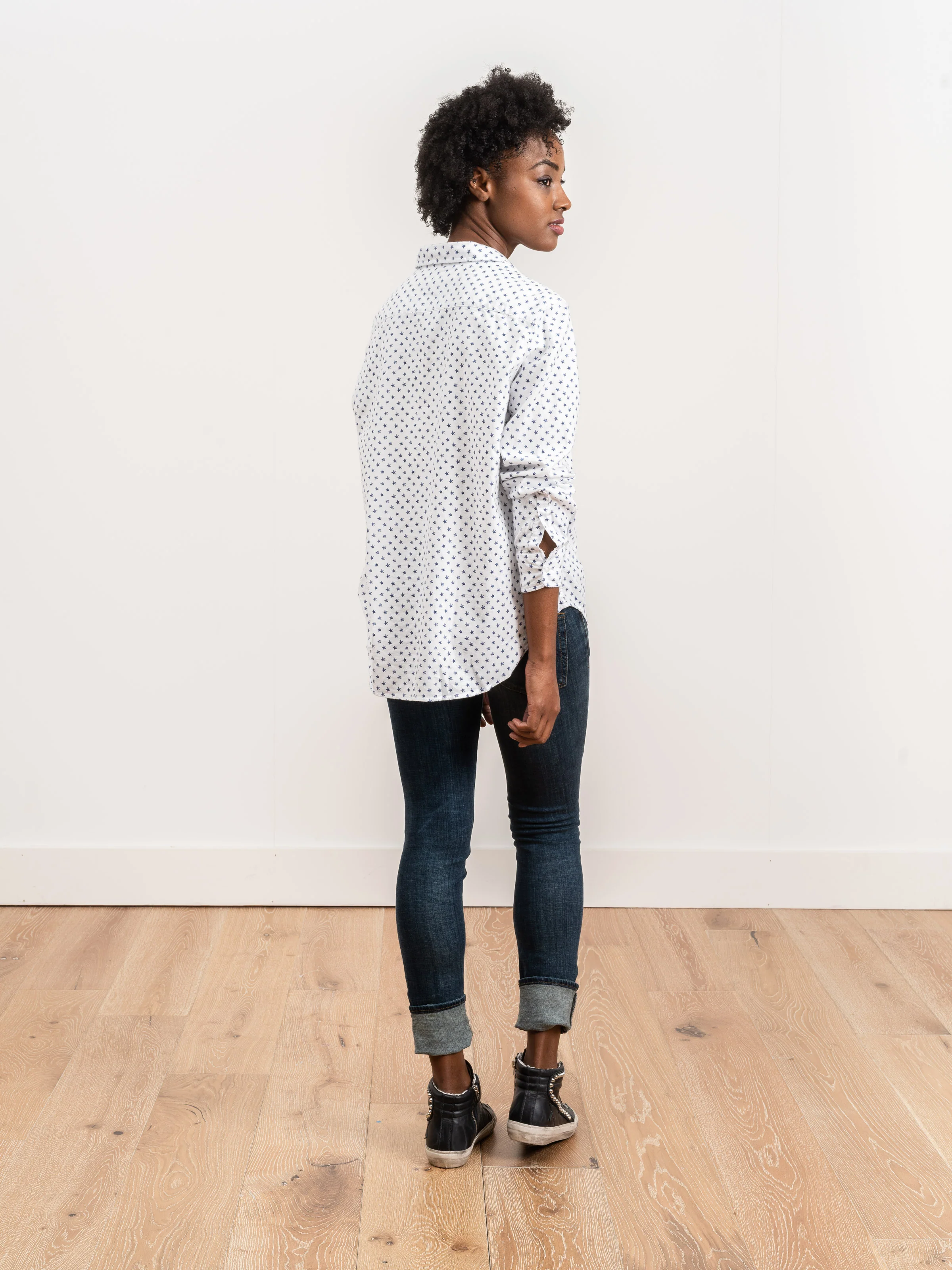 eileen shirt - white w/ navy stars - Image 3