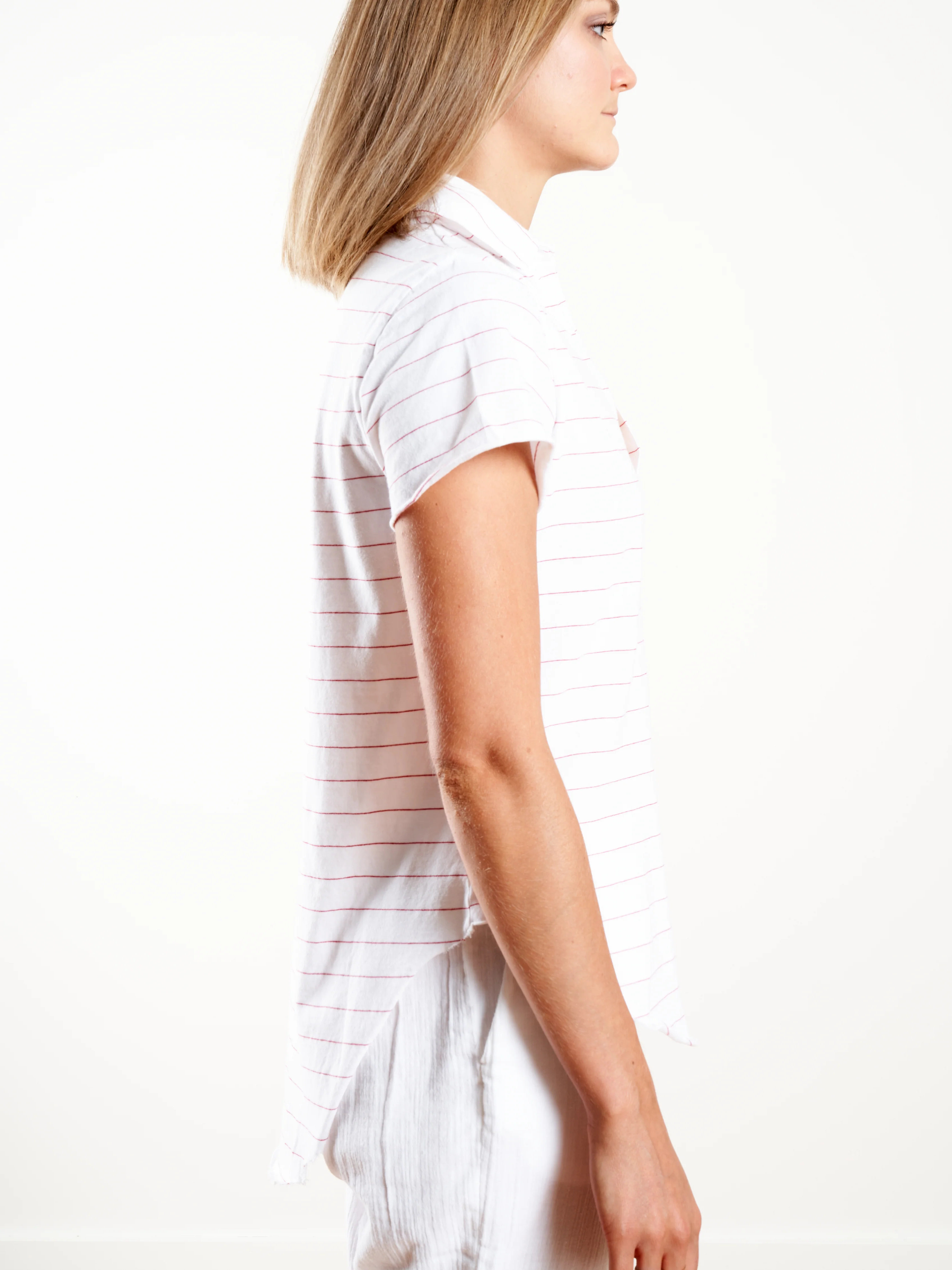 short sleeve polo - white red stripe - Image 4
