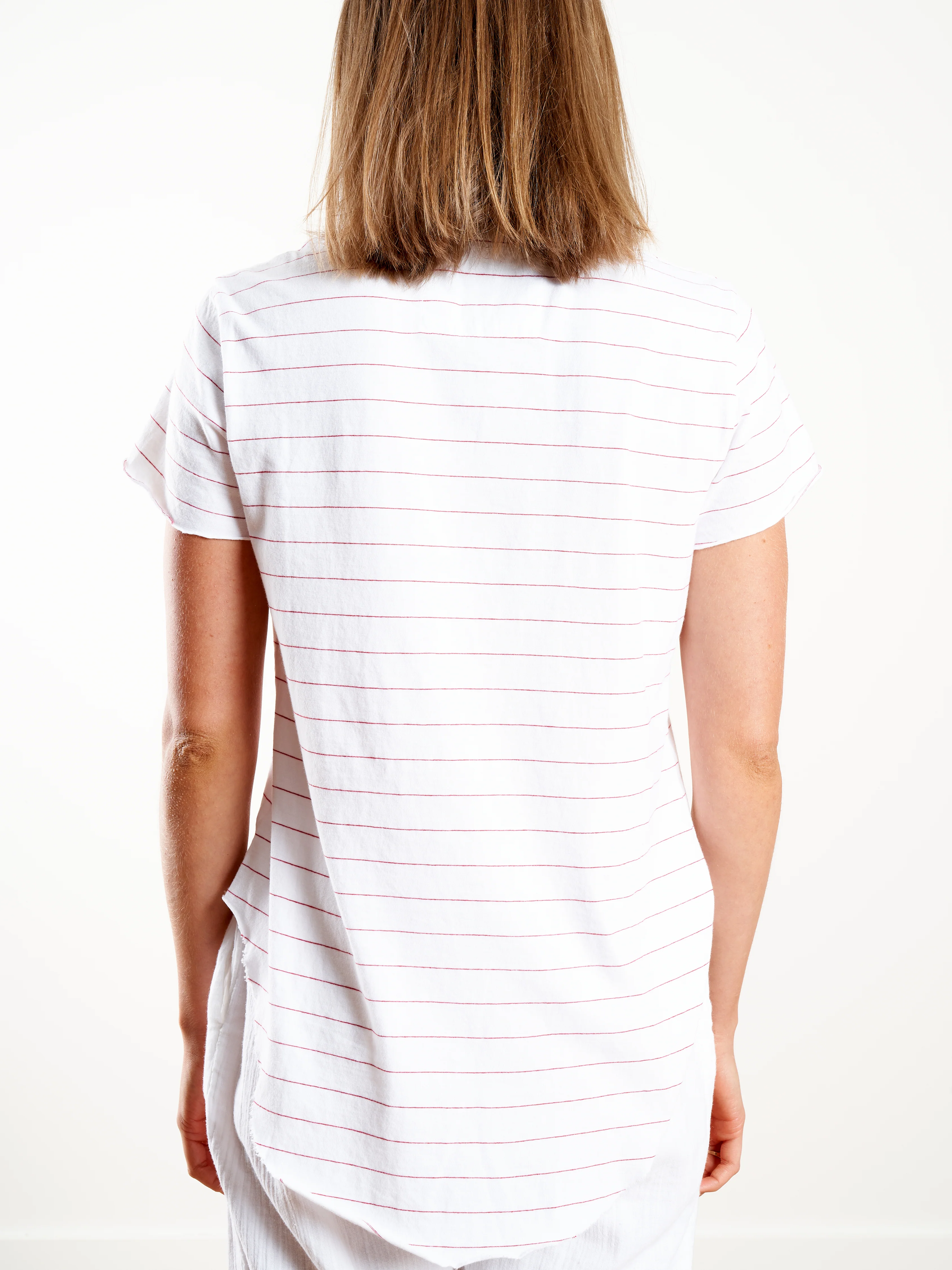 short sleeve polo - white red stripe - Image 5