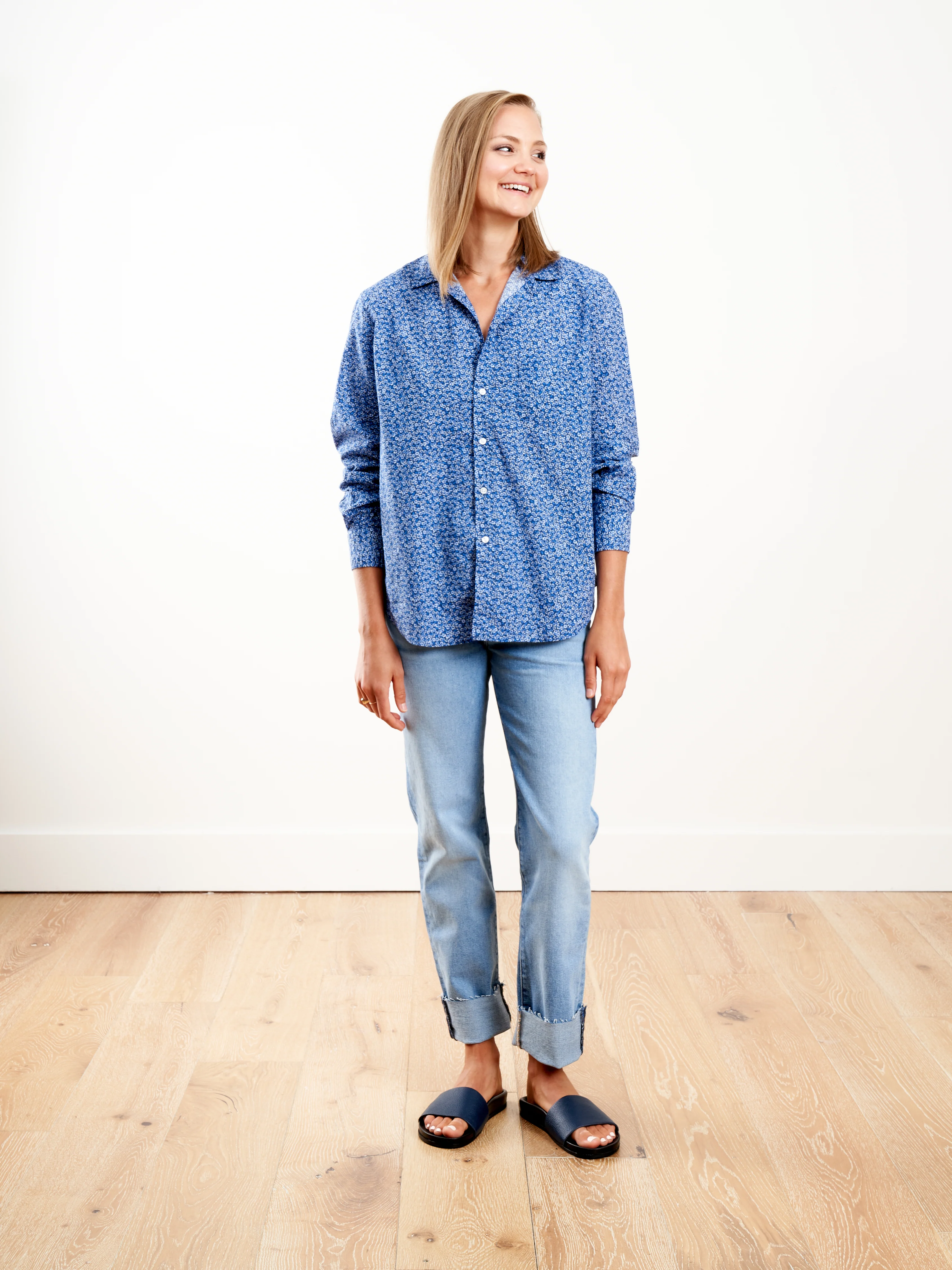 eileen button down - faded blue floarl - Image 2