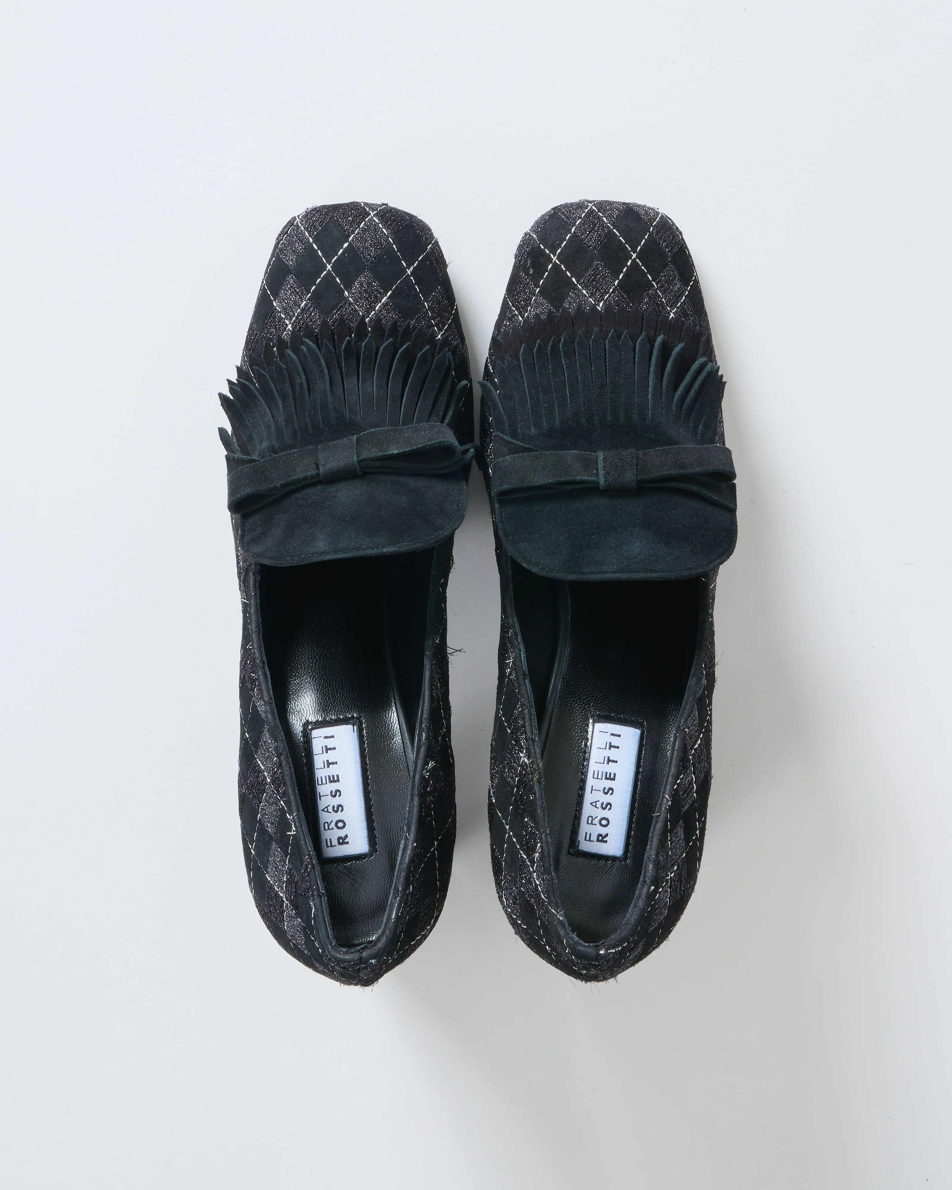 heel w/ argyle printed suede/tassel - Image 2