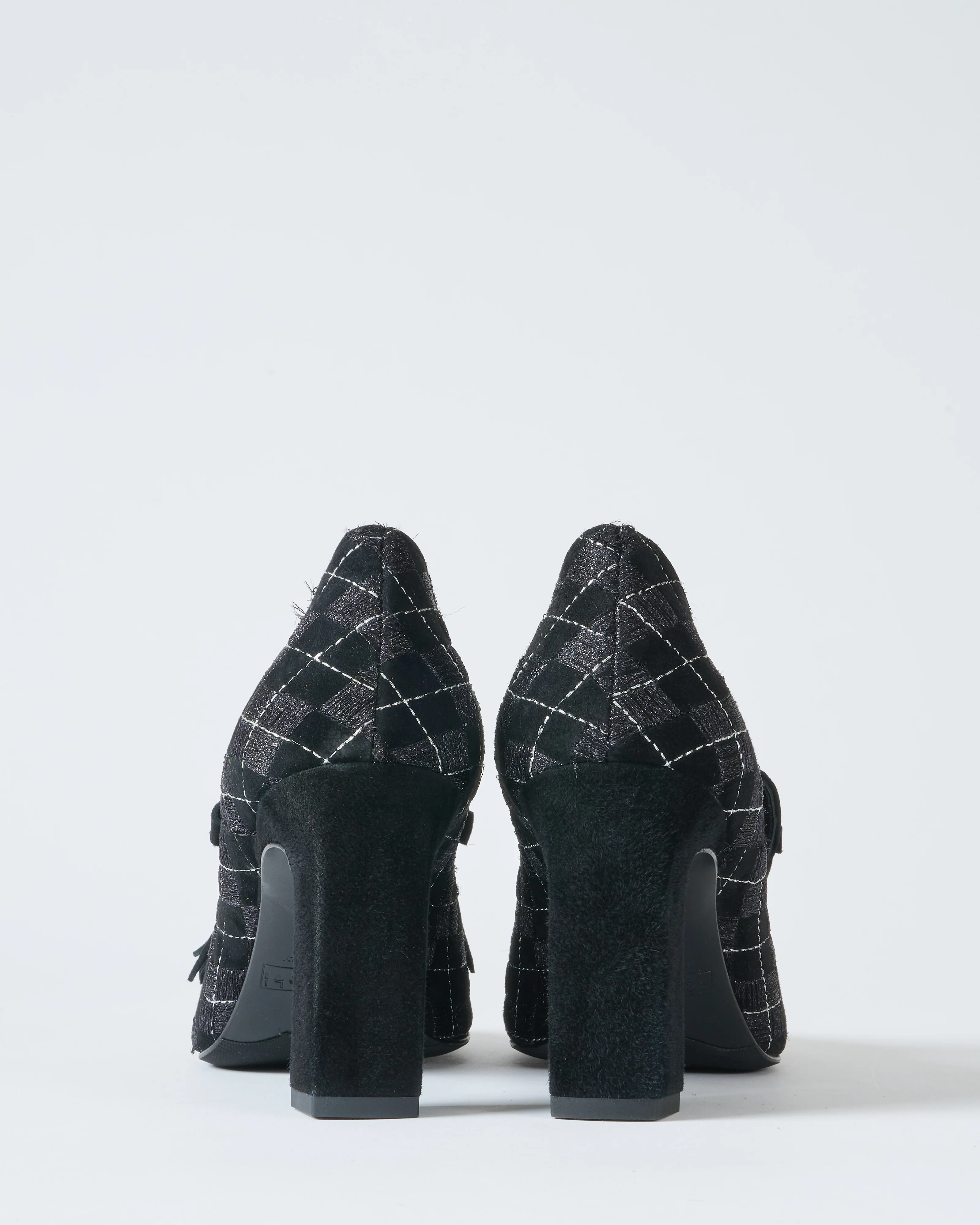 heel w/ argyle printed suede/tassel - Image 3