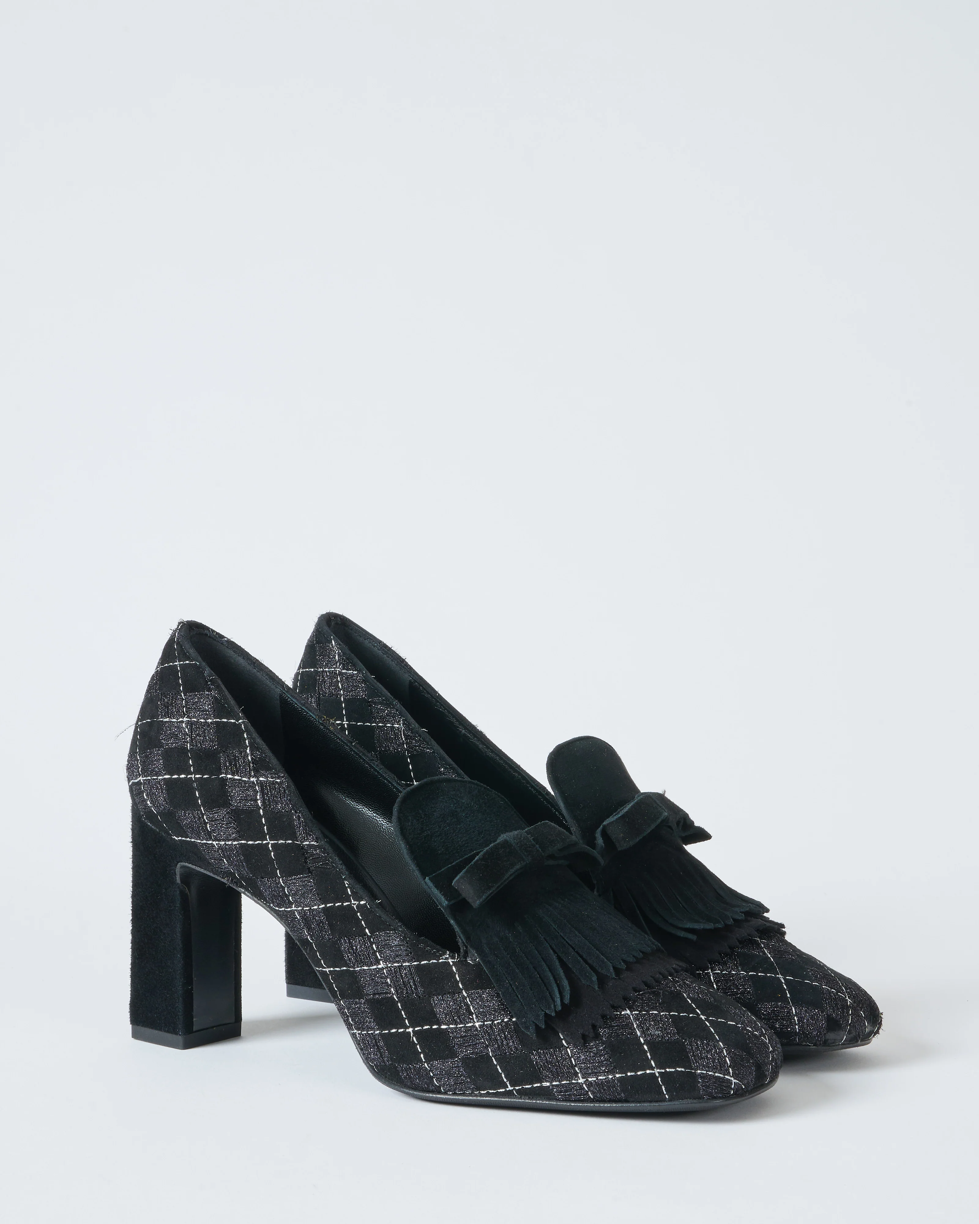 heel w/ argyle printed suede/tassel - Image 4