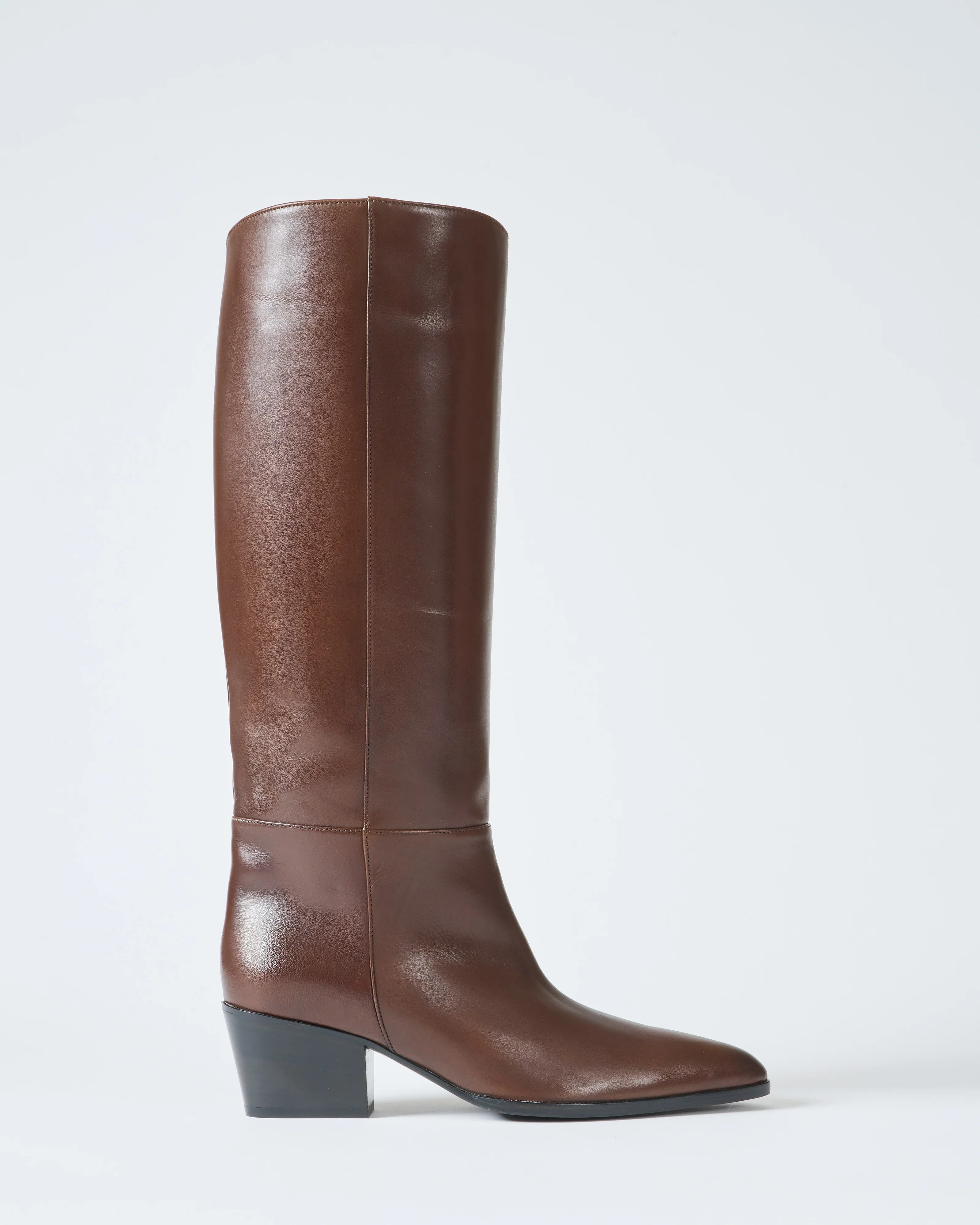 tall leather boot with western toe