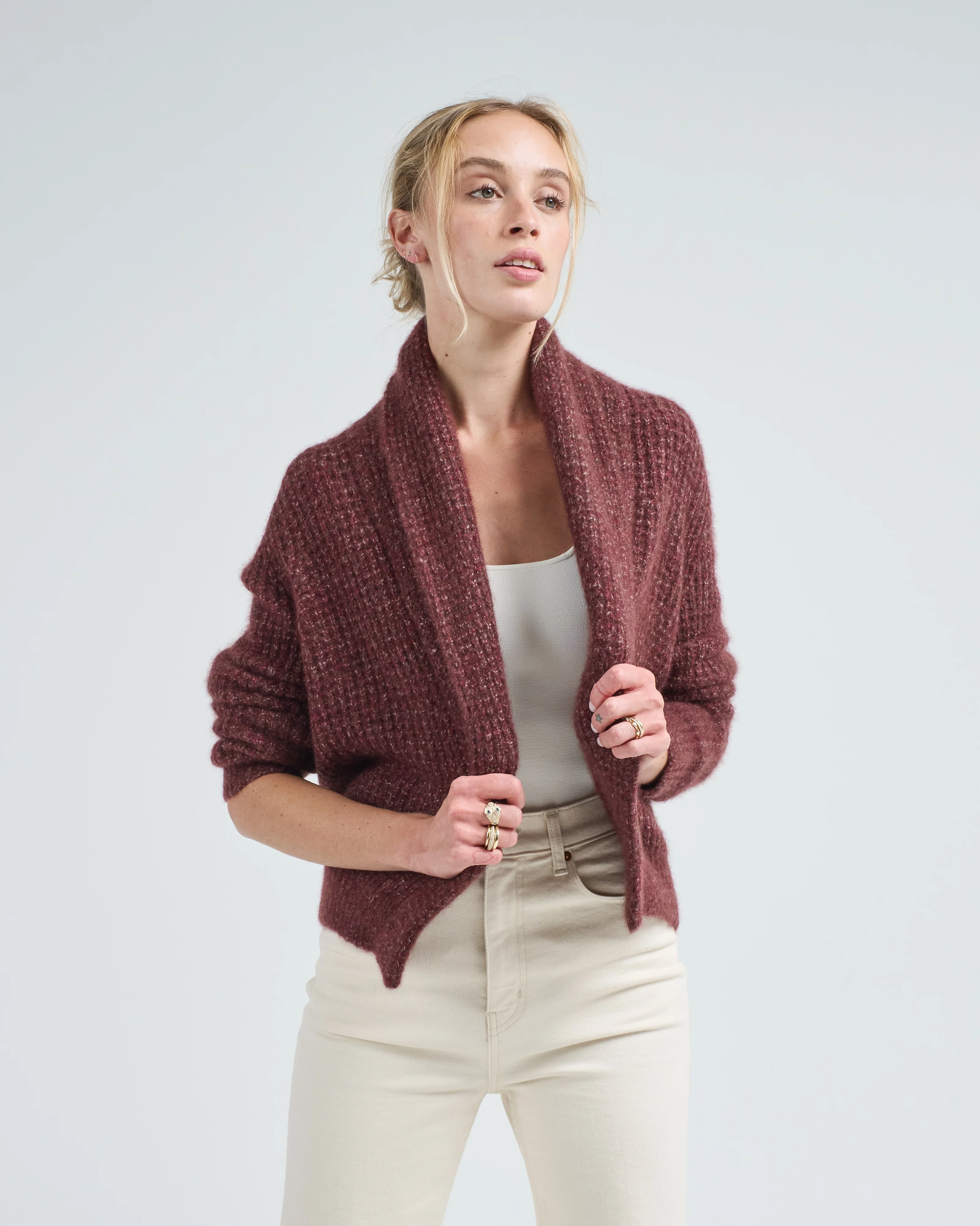 mini waffle cardigan