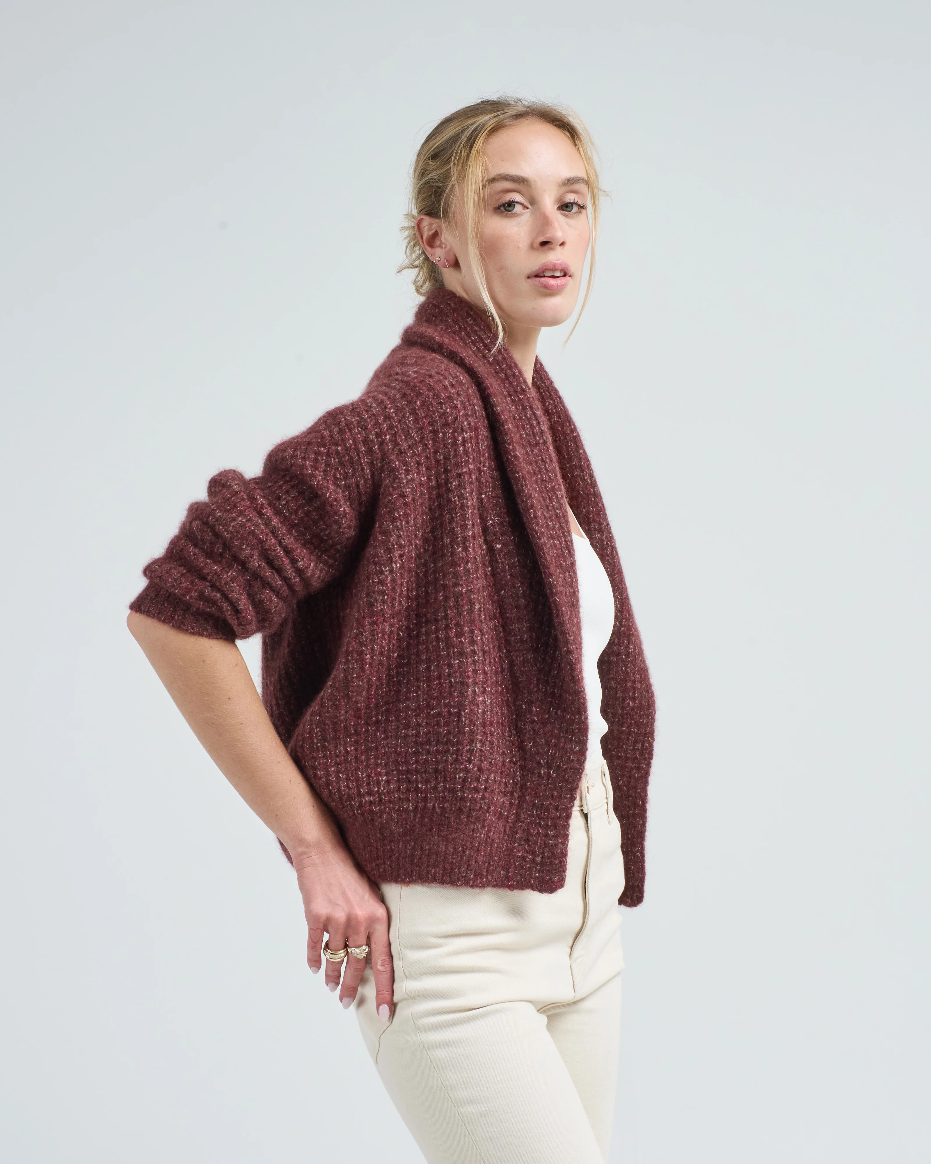 mini waffle cardigan - Image 2