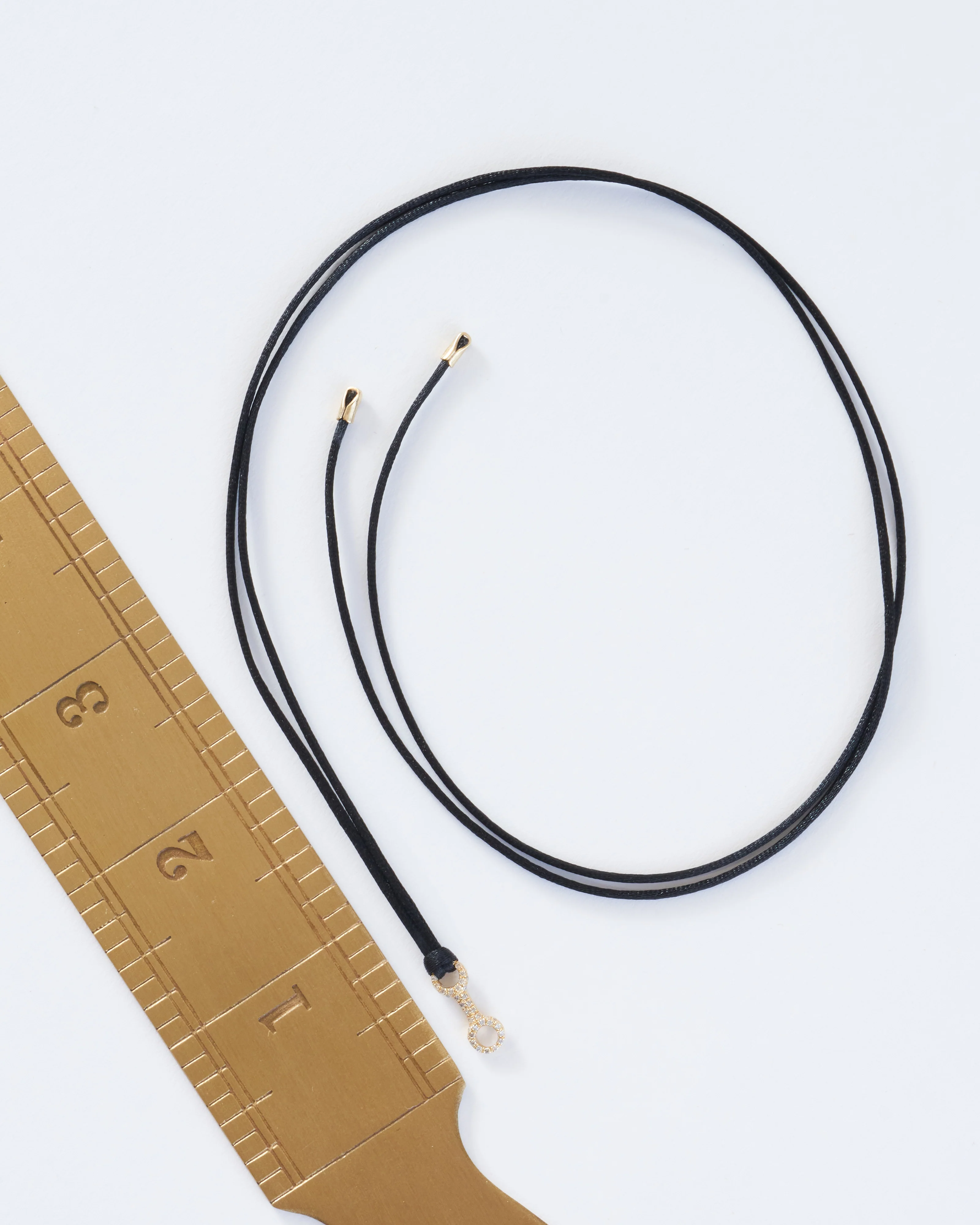 mini double beam link with white pavé diamonds on silky cord necklace - Image 4