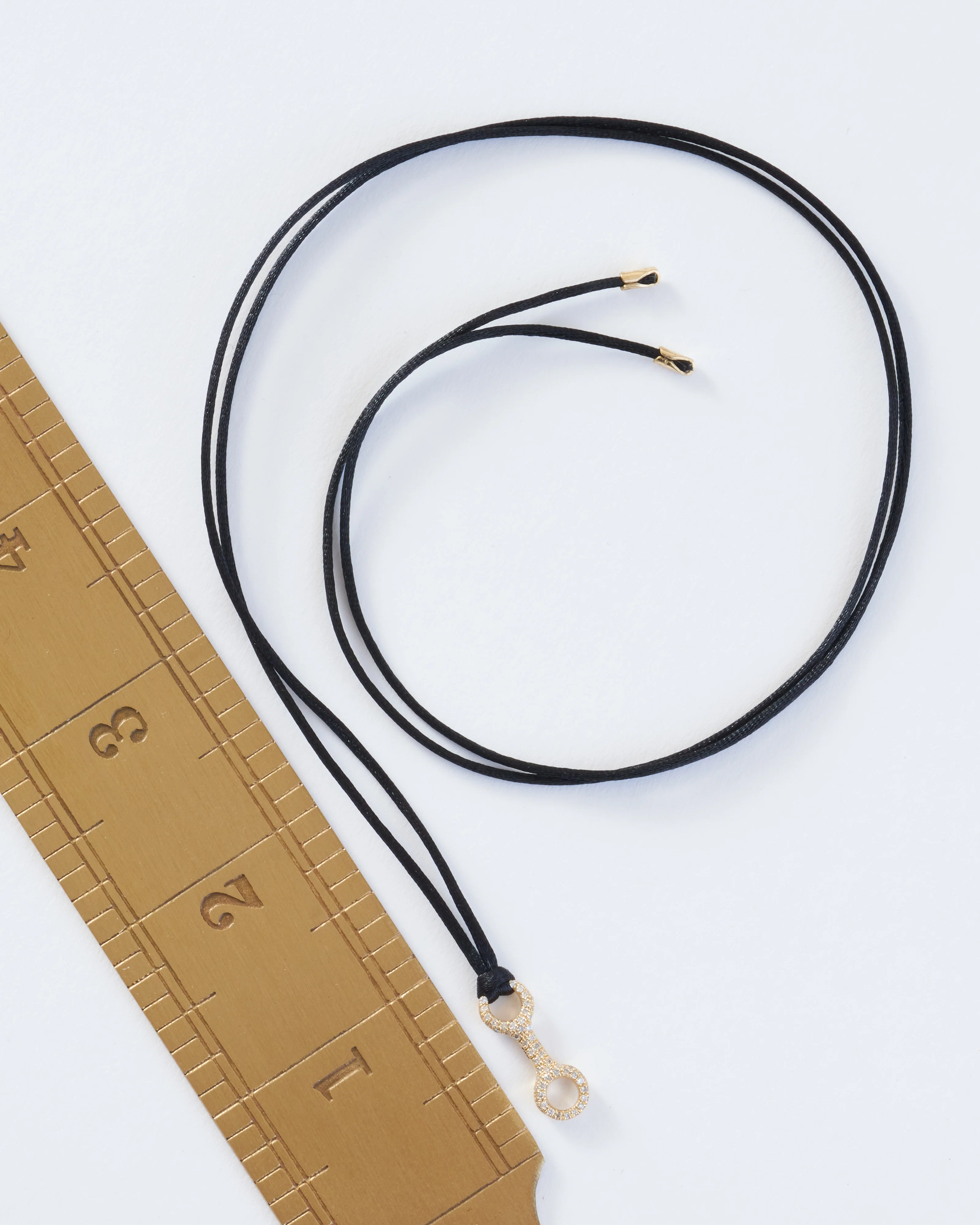 medium double beam link with white pavé diamonds on silky cord necklace - Image 4