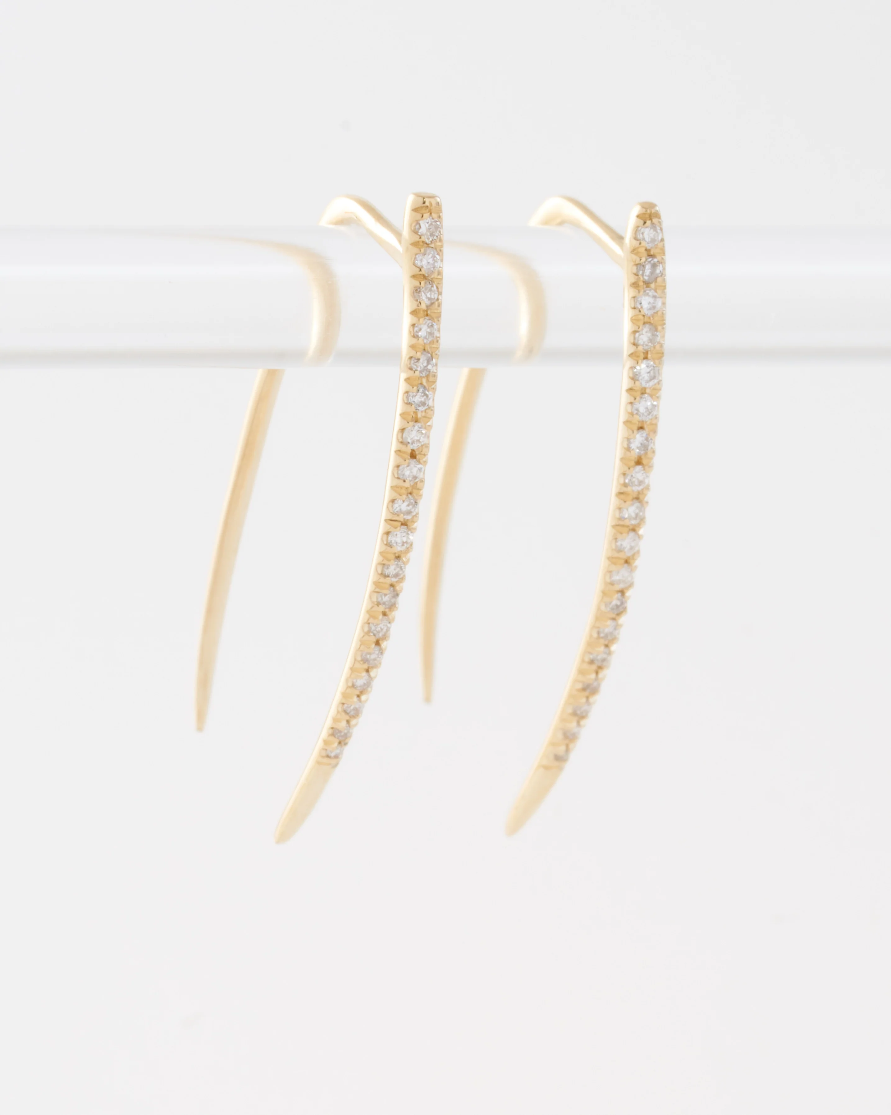 large classic infinite tusk earrings with white pavé diamonds - Image 2
