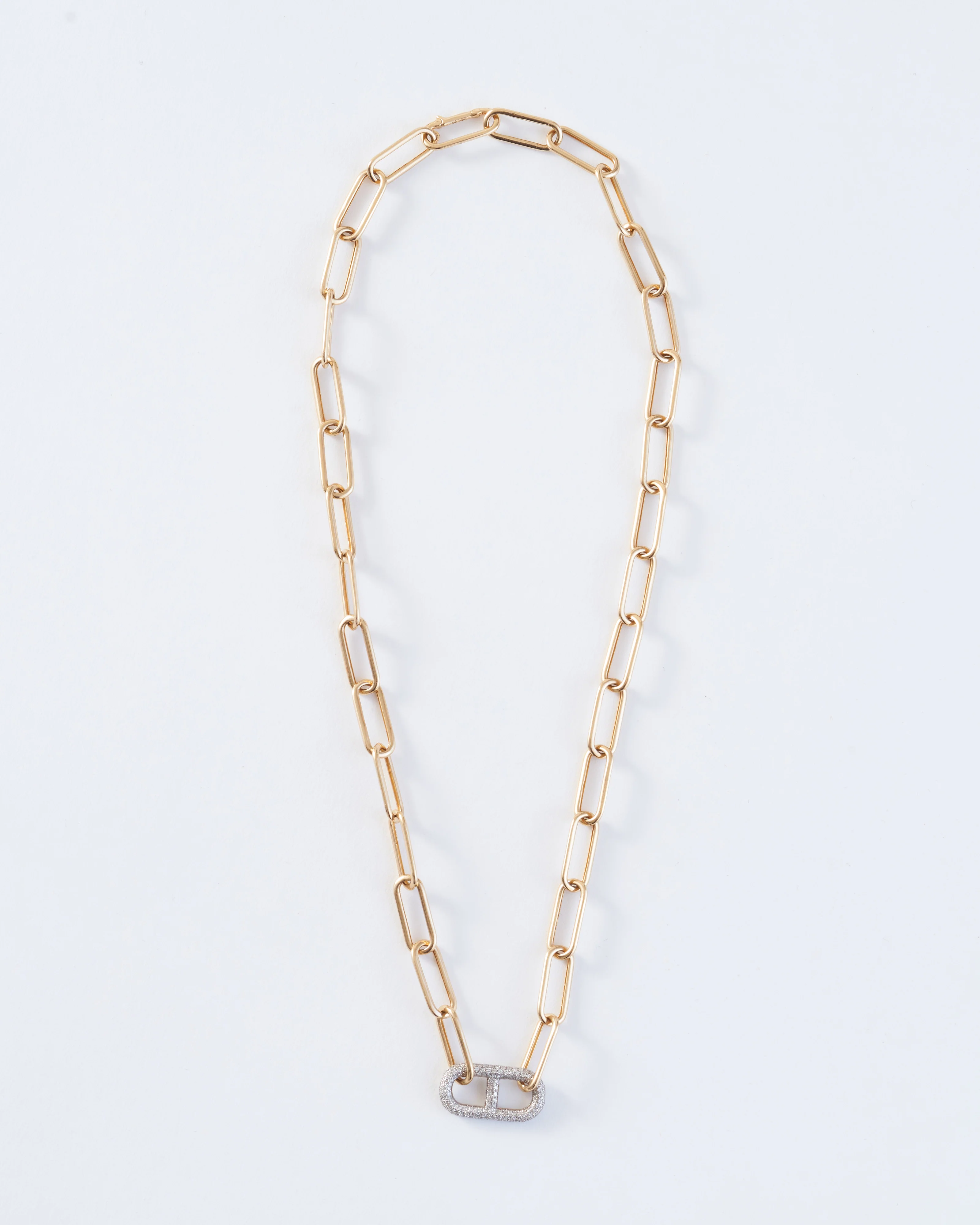 stirrup link necklace with white pavé diamonds - Image 3