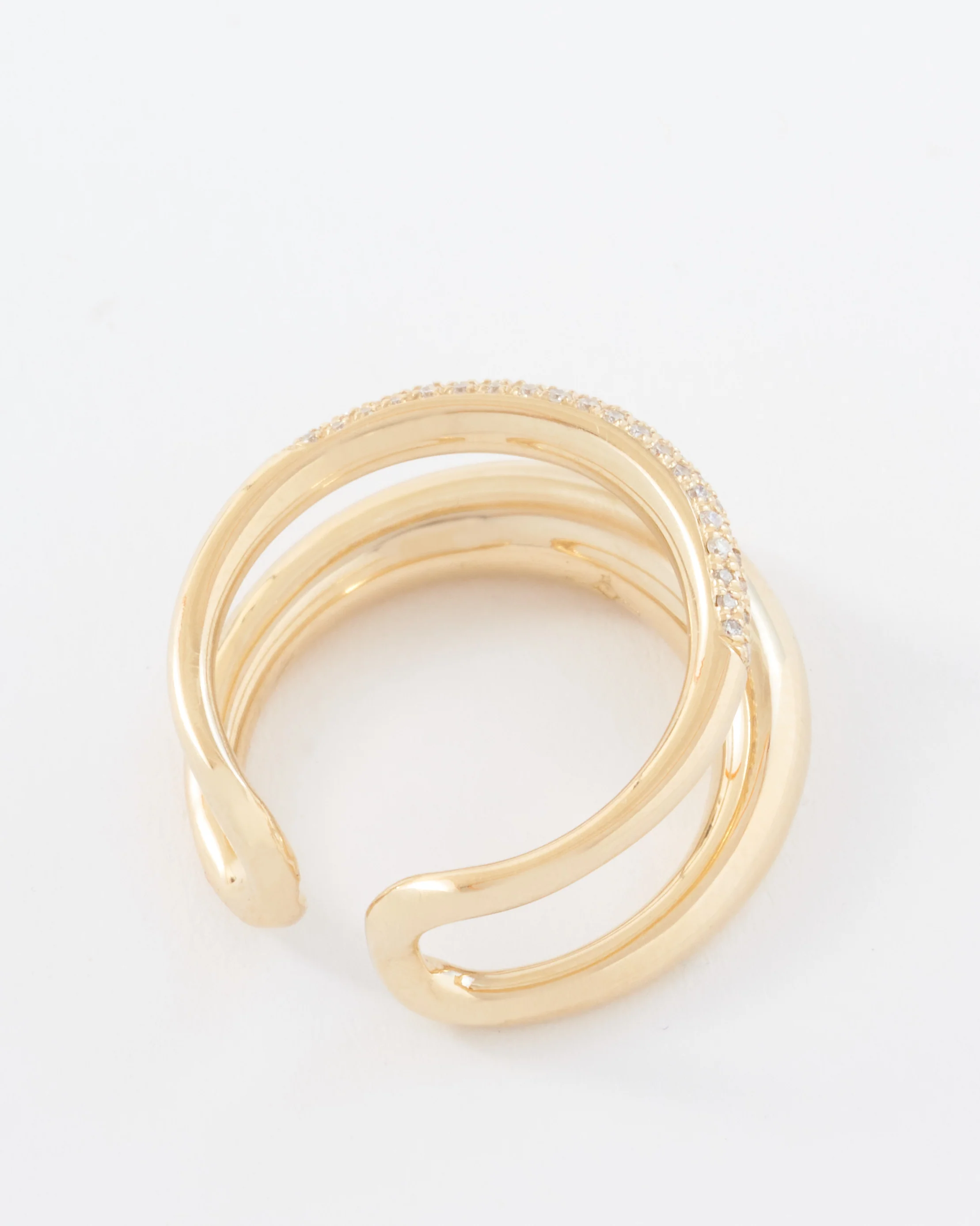 twin tusk ring with half white pavé diamonds - Image 7