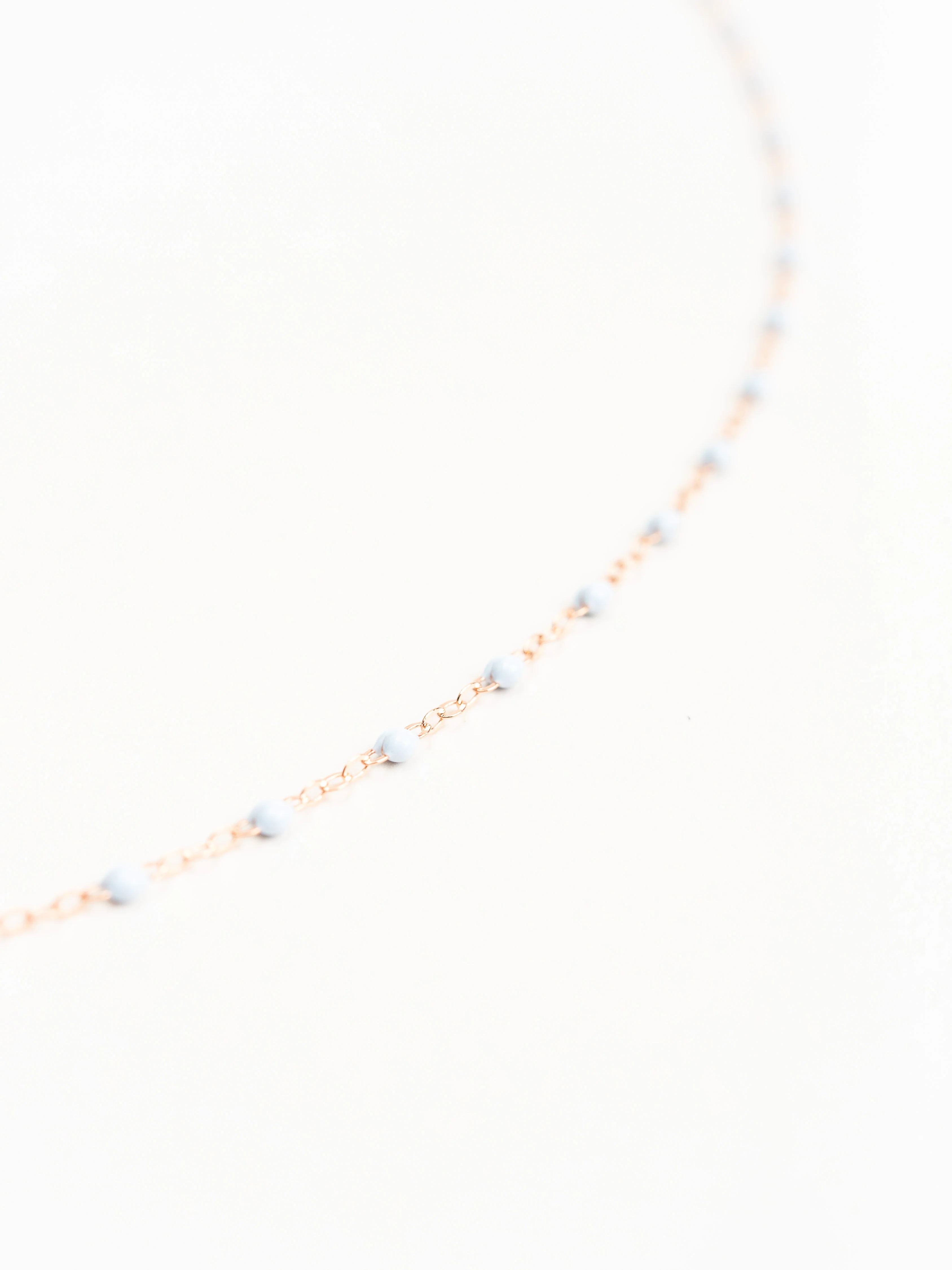 baby blue bead necklace - rose gold - Image 3