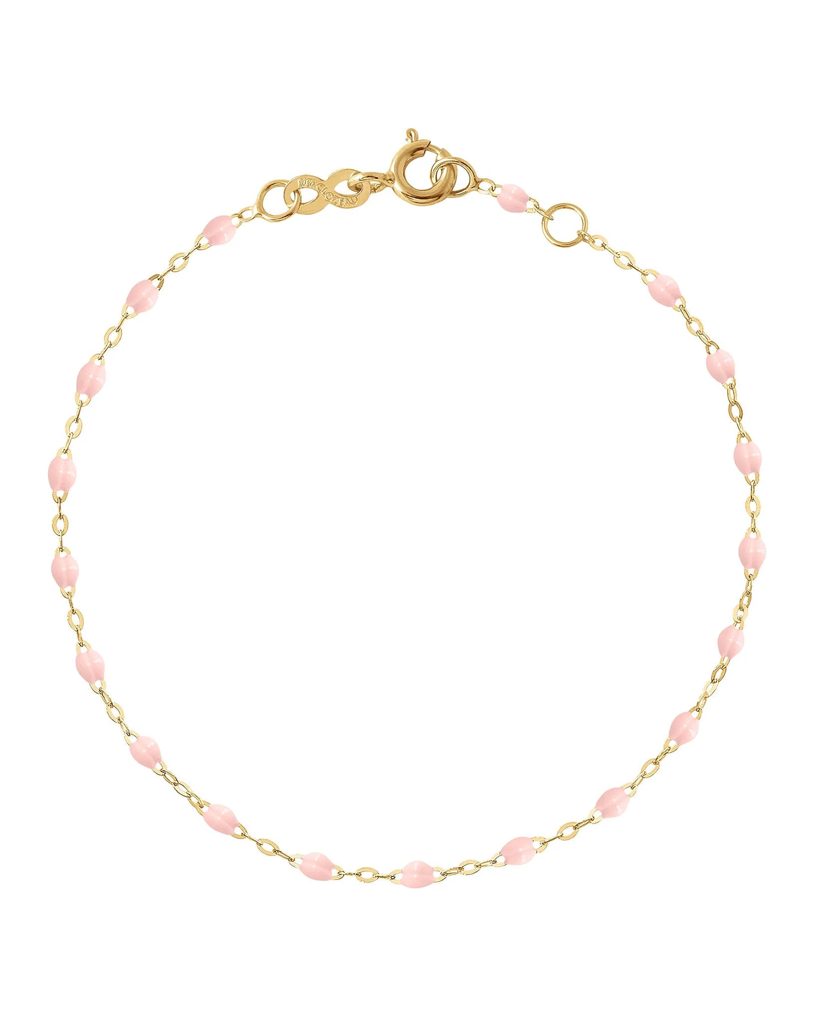 baby pink bead bracelet - yellow gold - Image 3