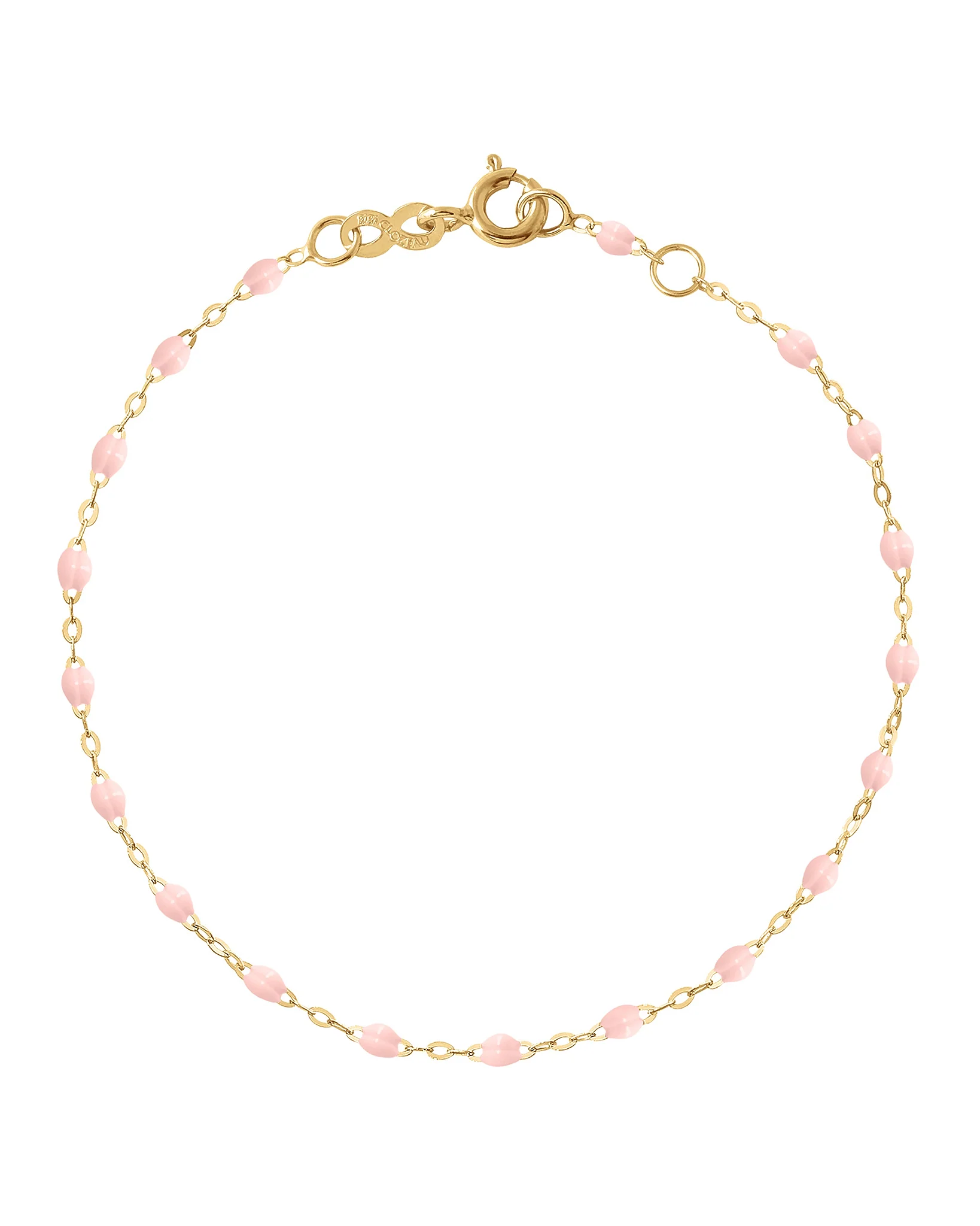 baby pink bead bracelet - yellow gold - Image 4