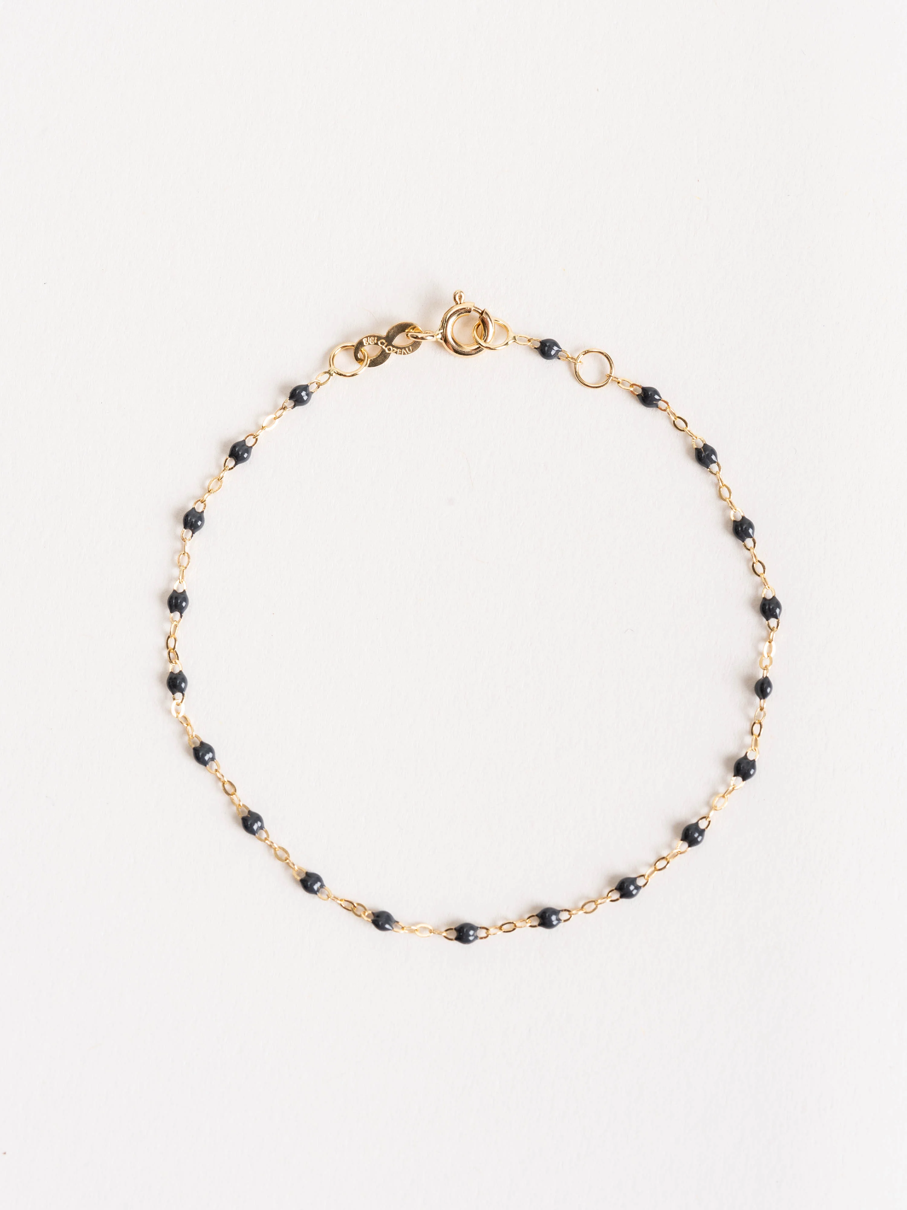 black bead bracelet - yellow gold - Image 4
