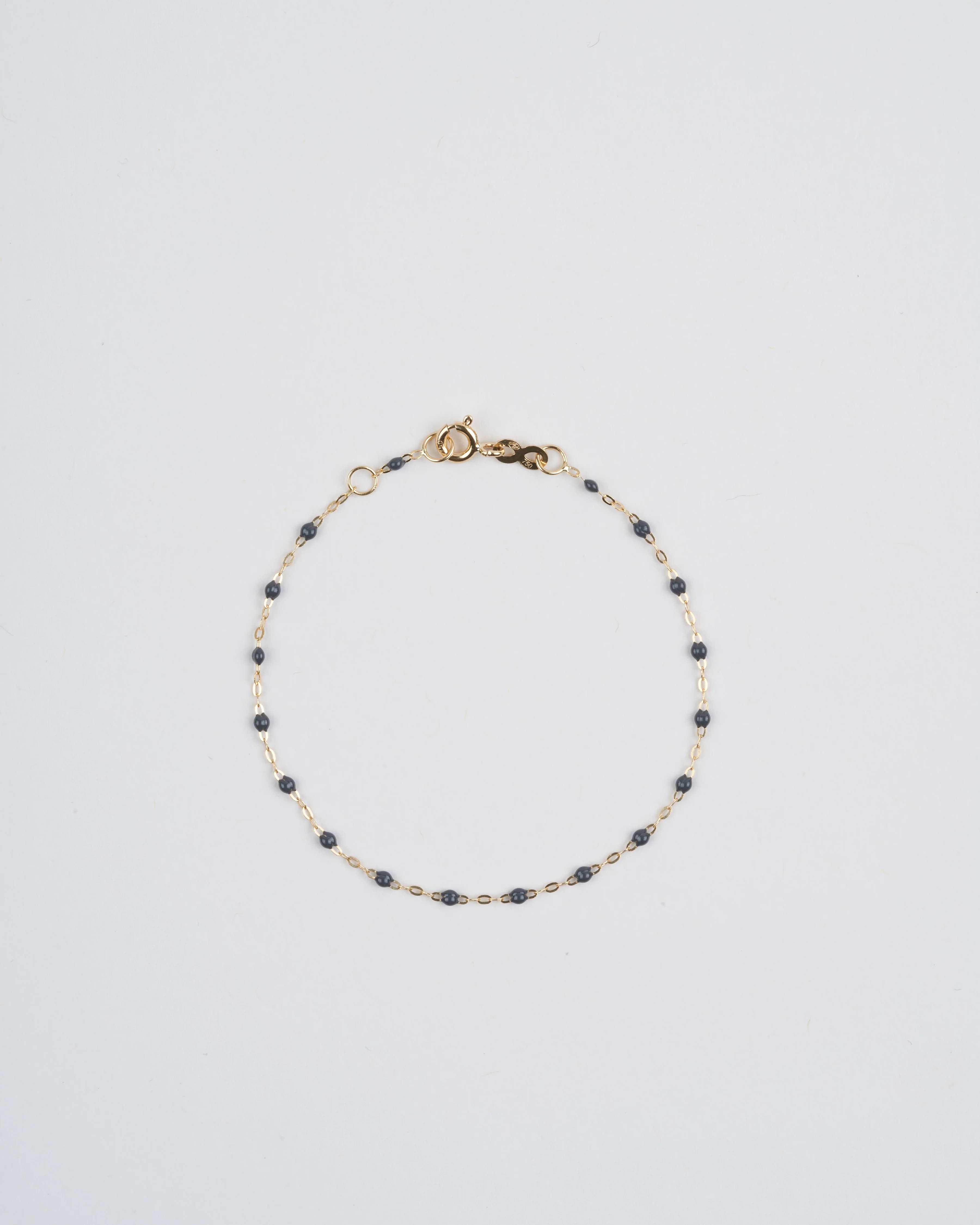 grey bead bracelet - yellow gold