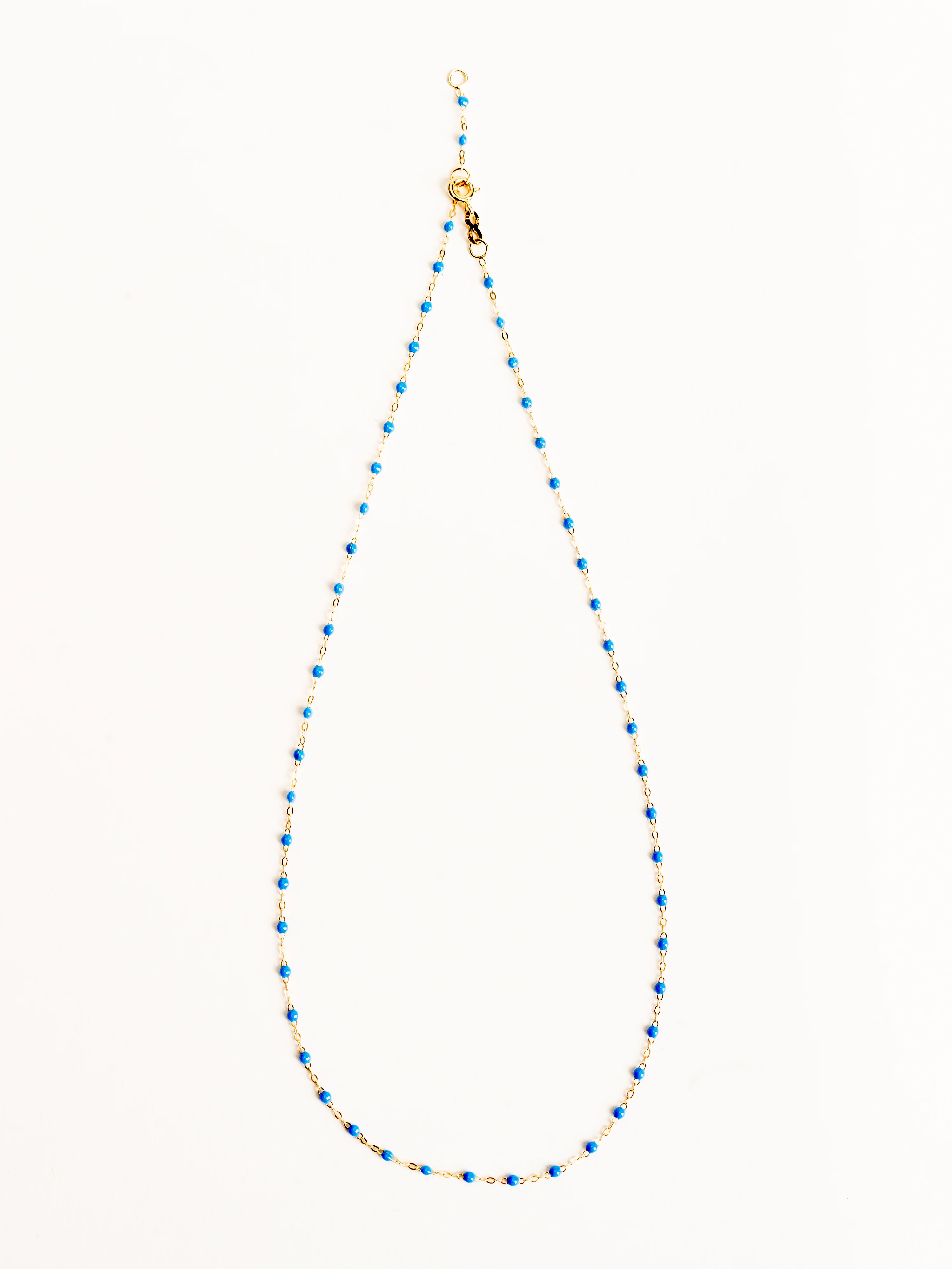 blue bead necklace- yellow gold - Image 3