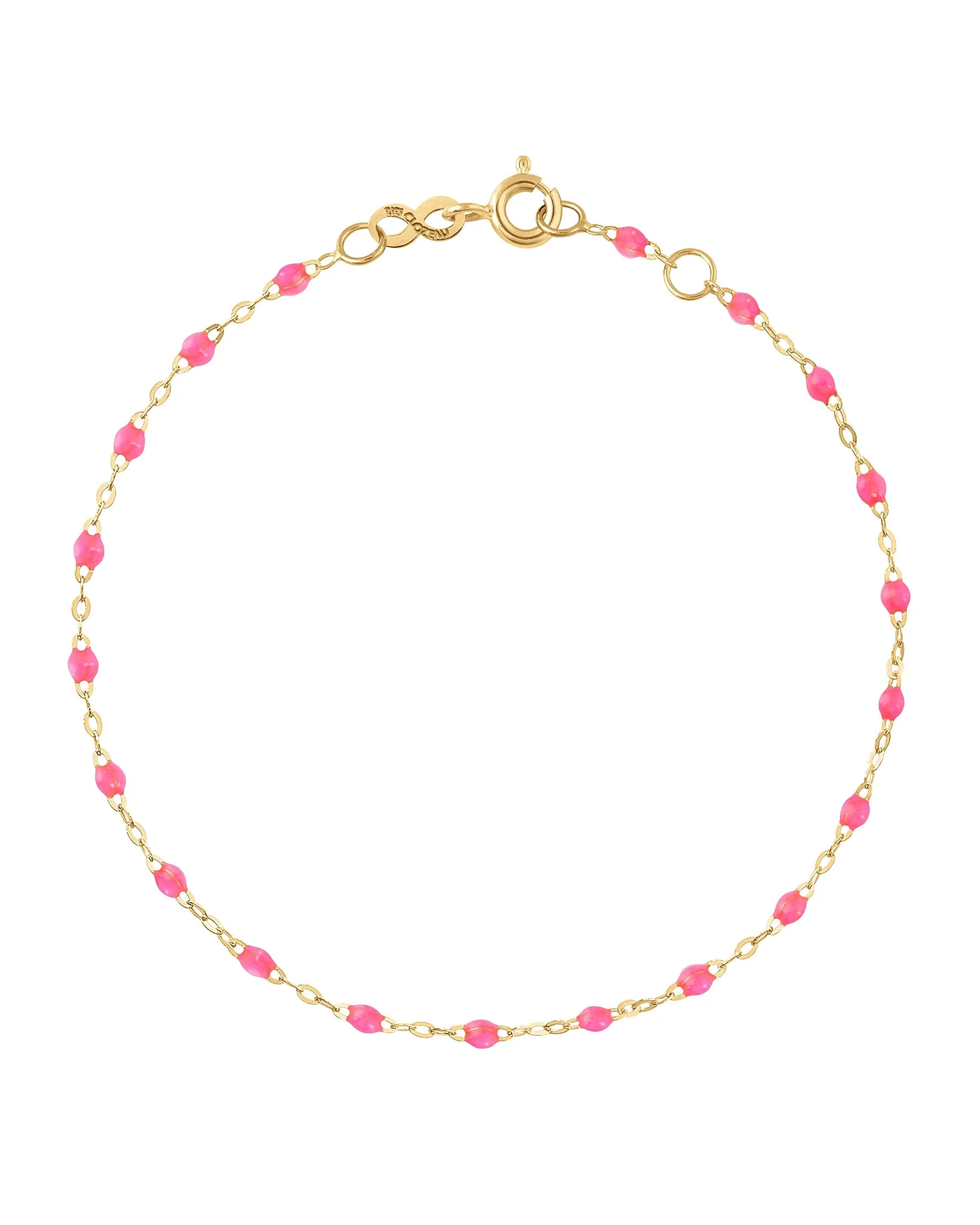 pink bead bracelet - yellow gold - Image 3
