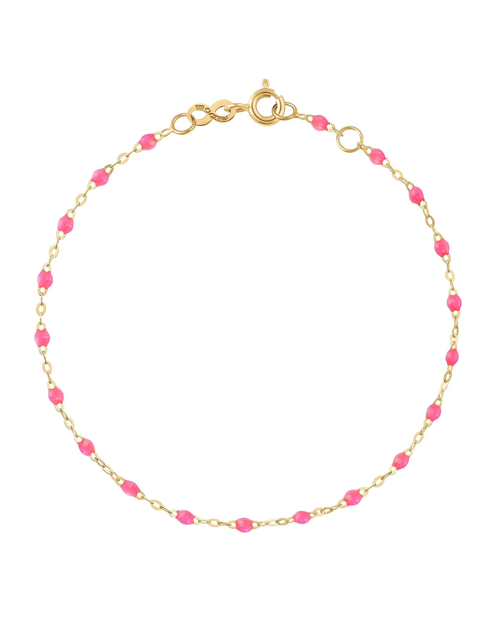 pink bead bracelet - yellow gold - Image 4