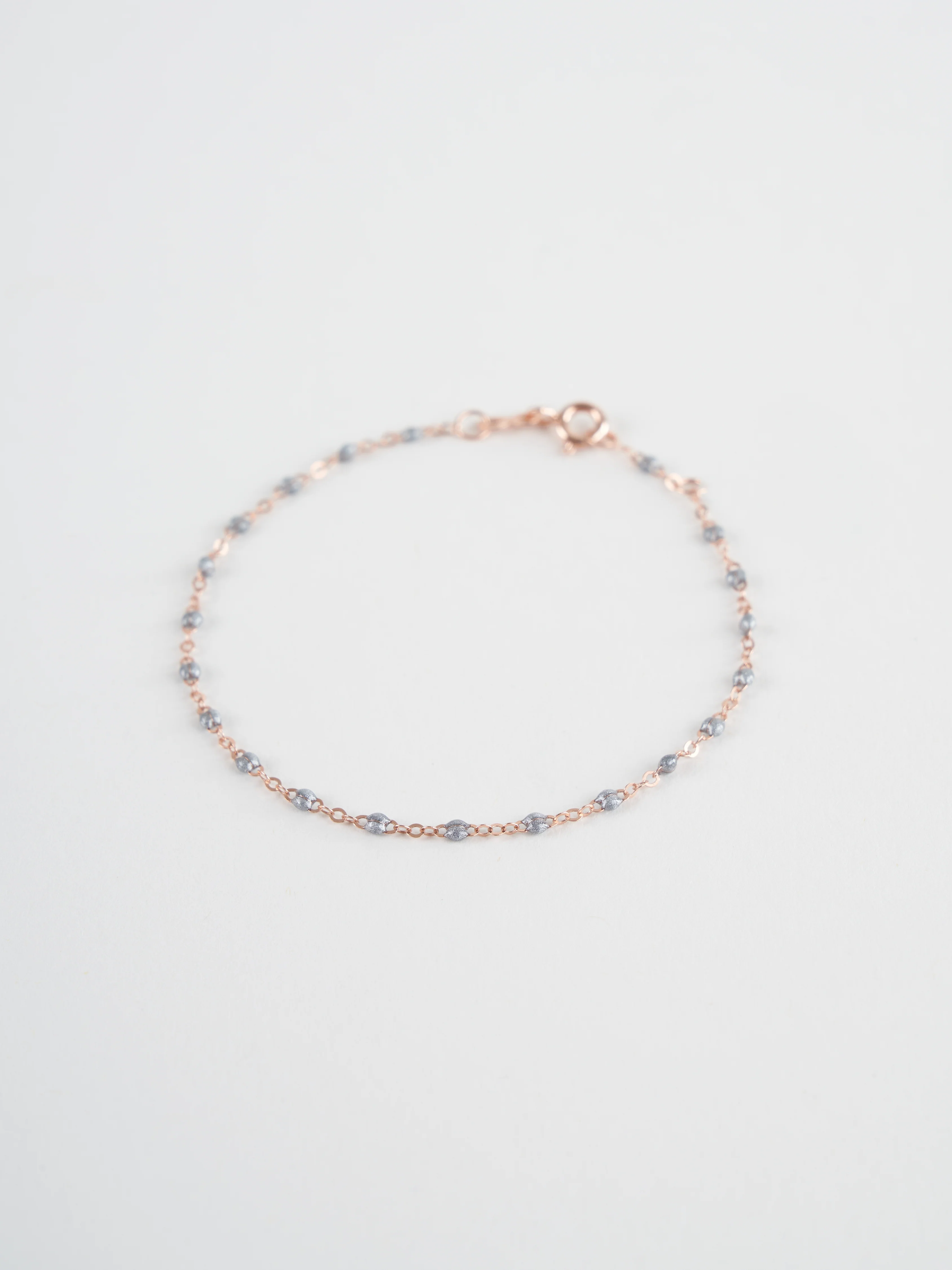 silver bead bracelet - rose gold