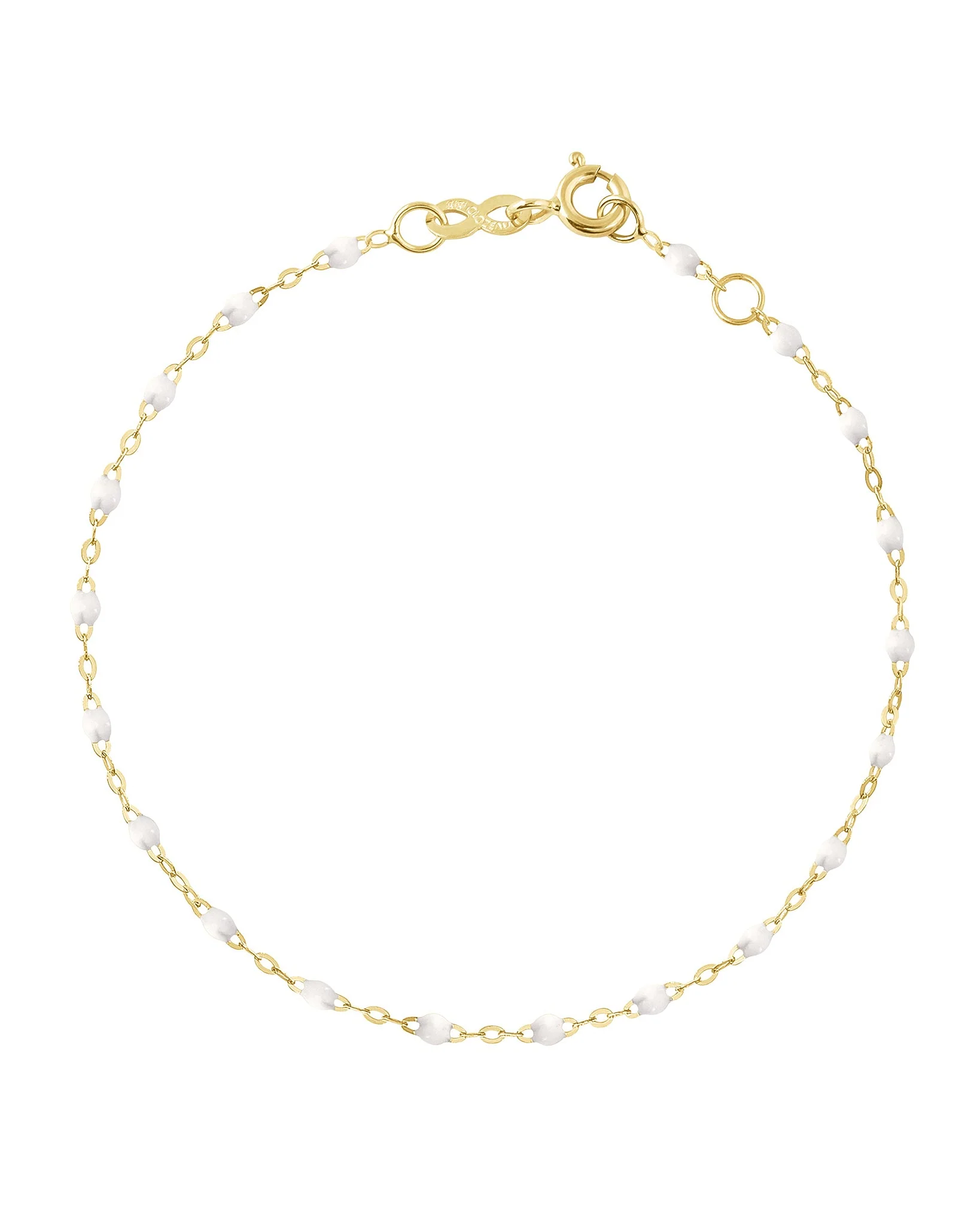 white bead bracelet - yellow gold - Image 3