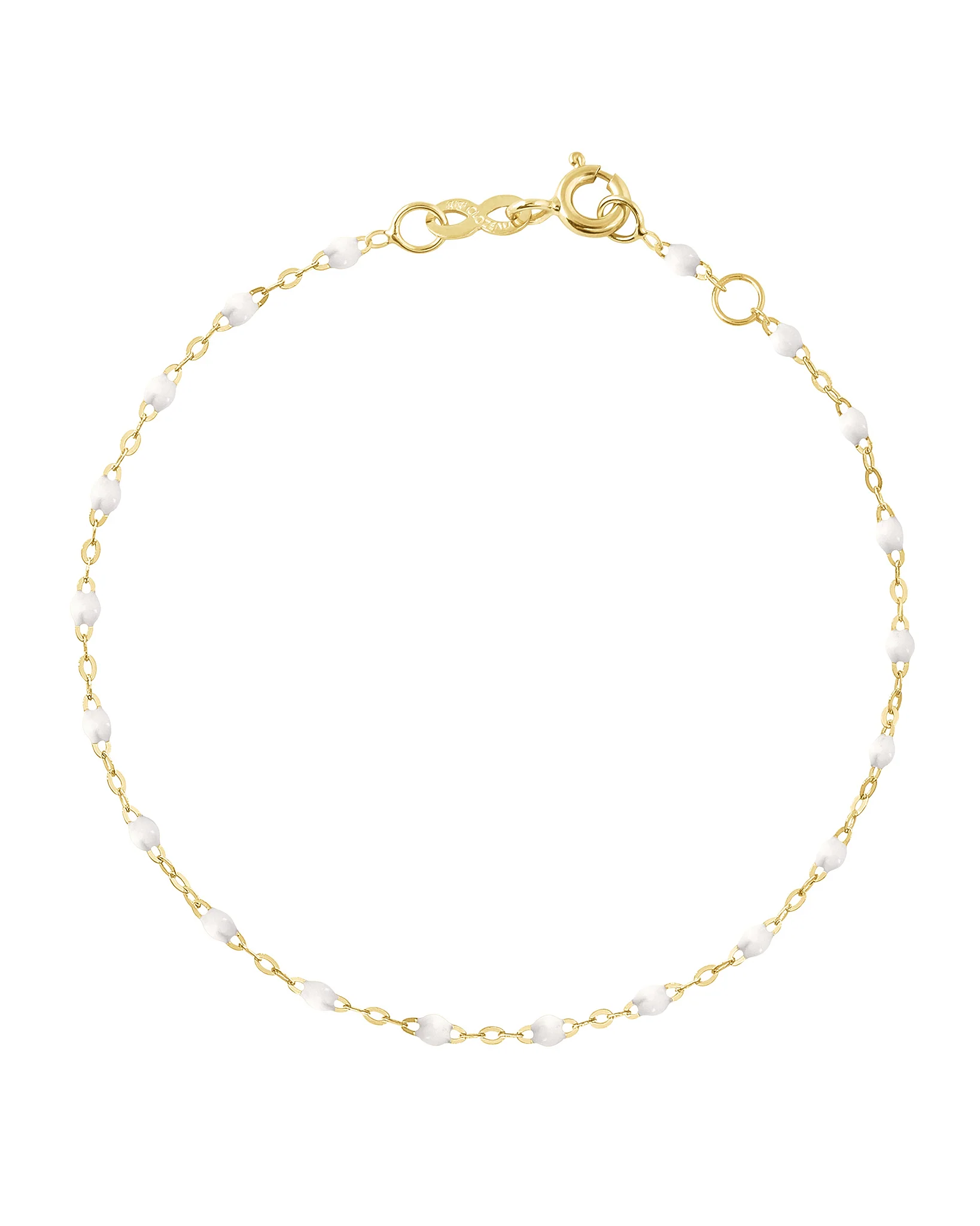 white bead bracelet - yellow gold - Image 4