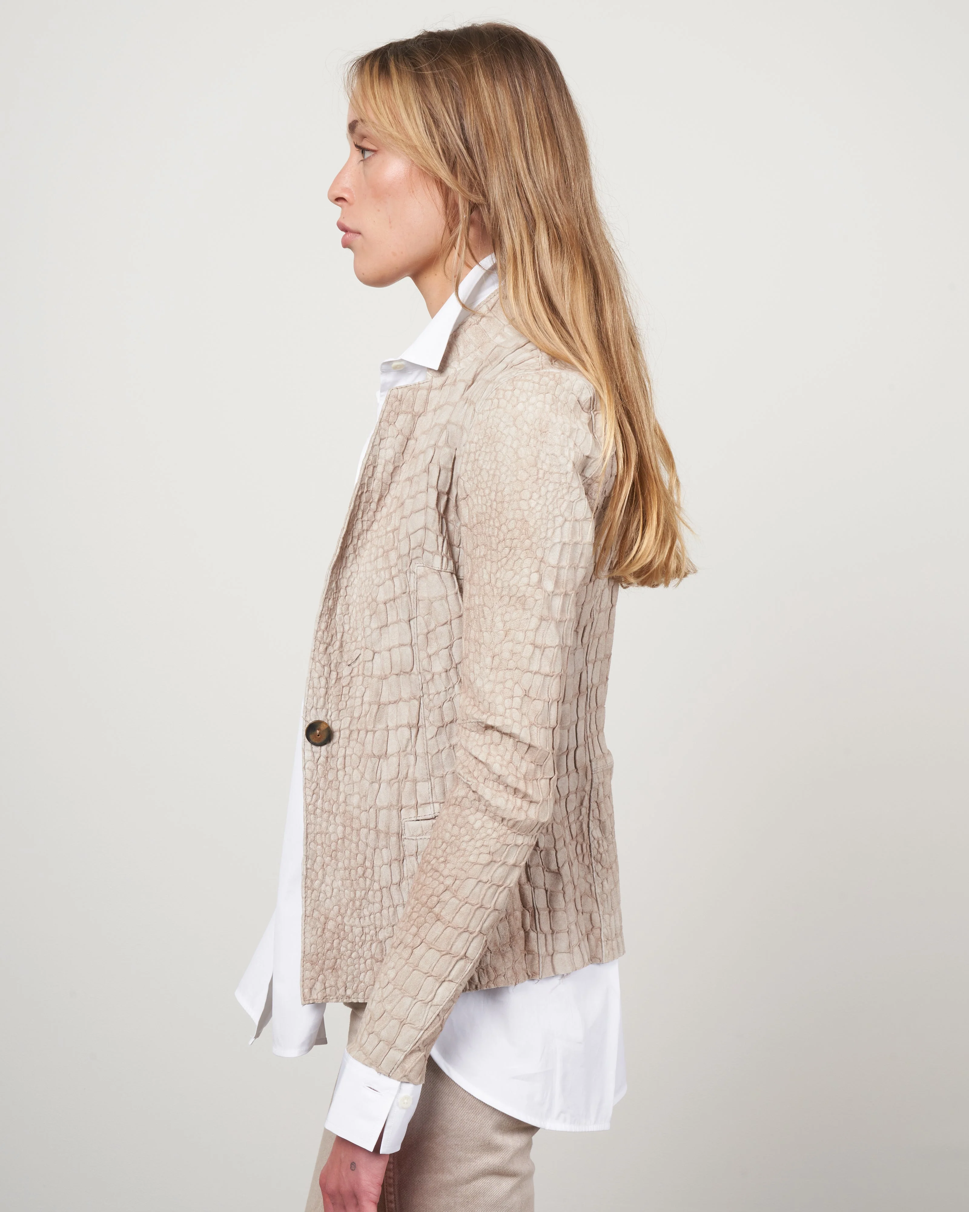 croco stretch blazer - sabbia - Image 3