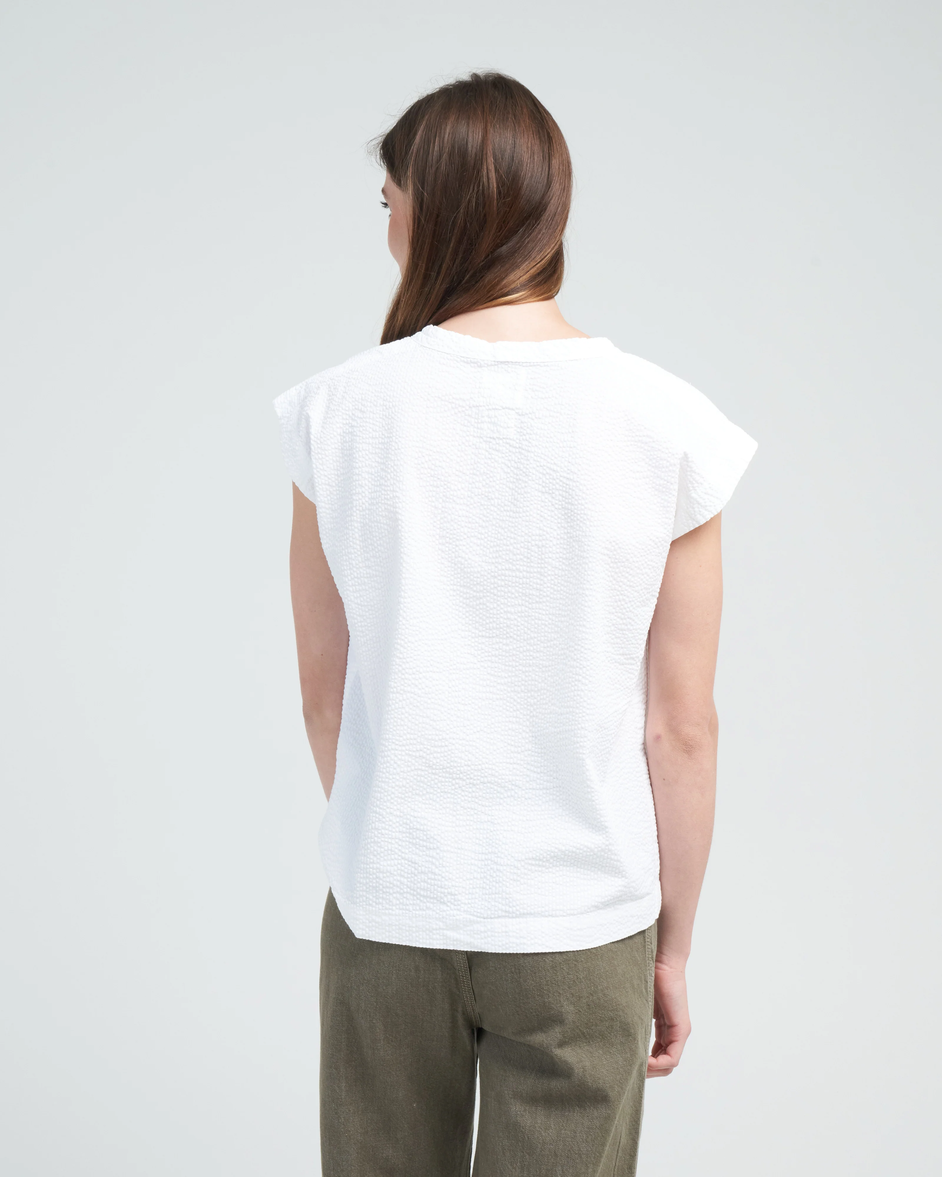 gardener sleeveless top - white seersucker - Image 4