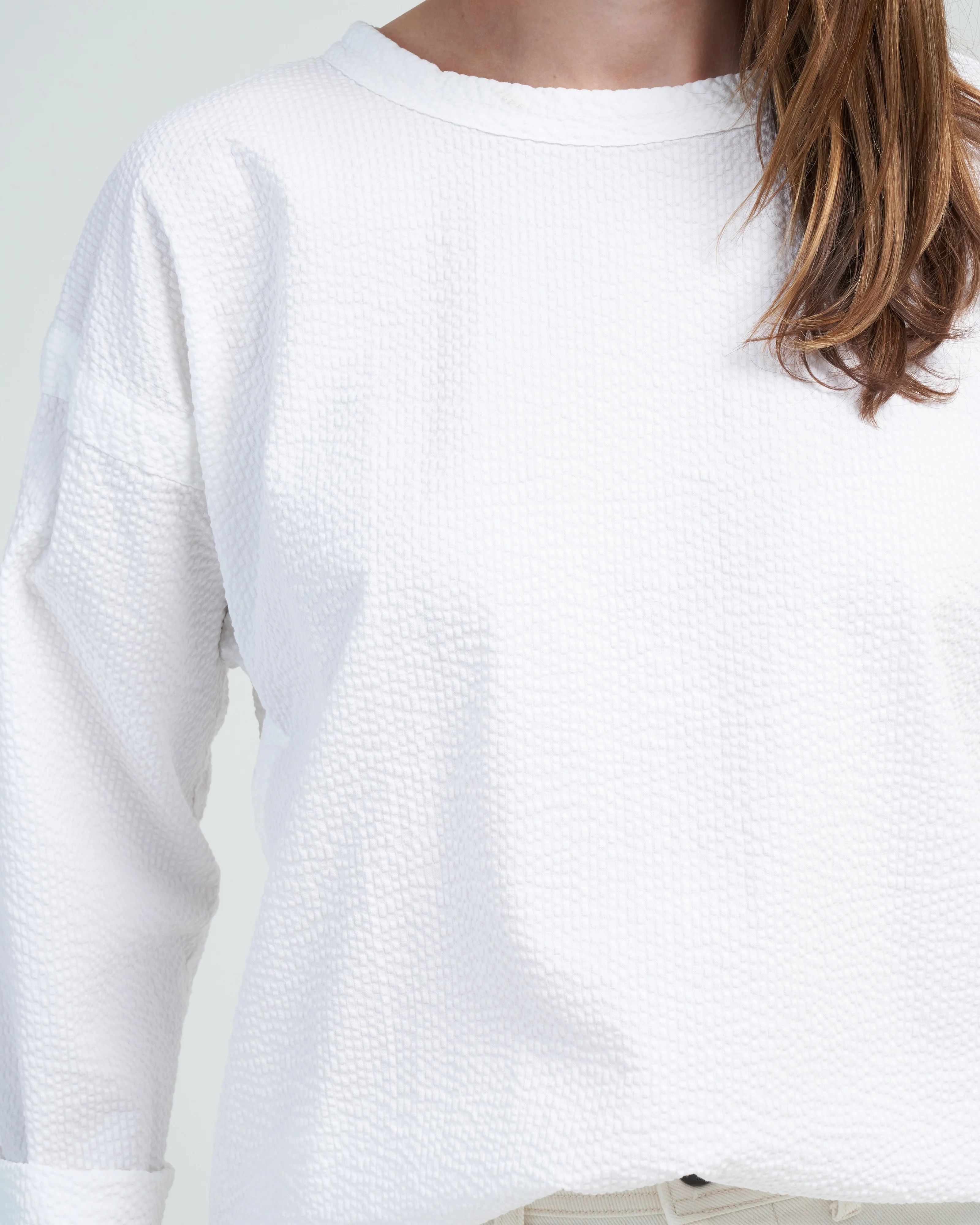 gardener smock long sleeve - white seersucker - Image 5