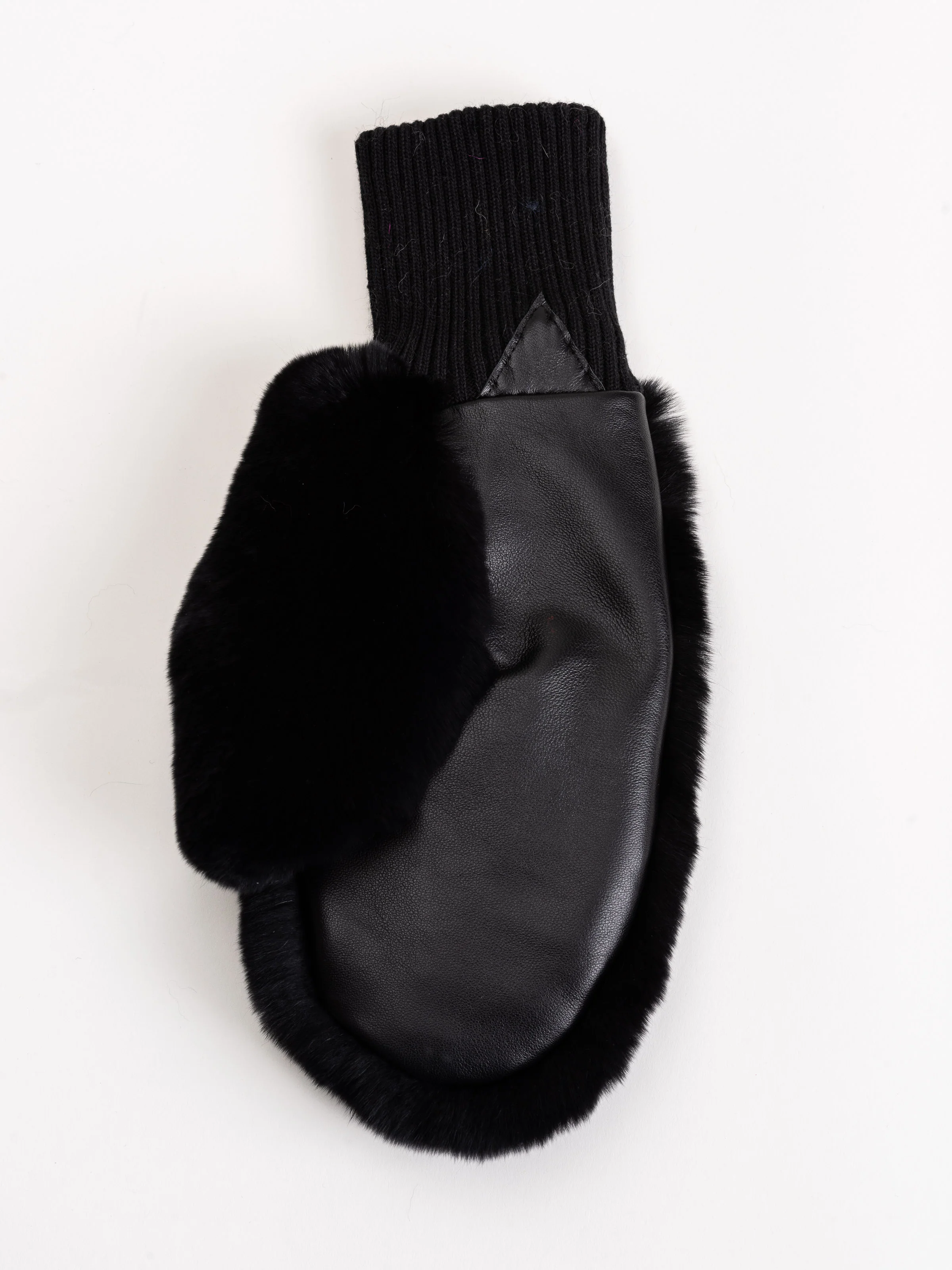 signature knitted rex mitten - jet black - Image 2