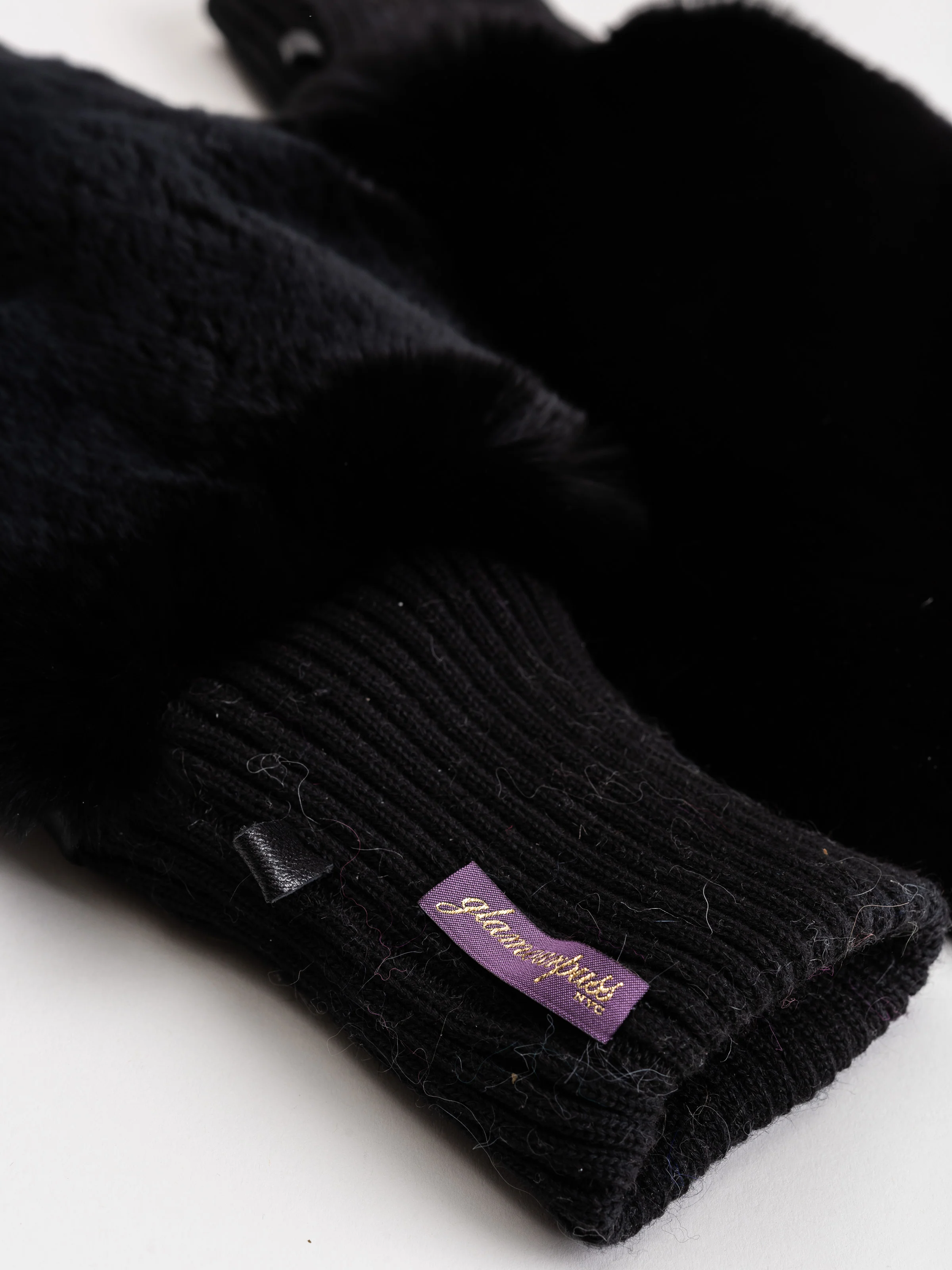 signature knitted rex mitten - jet black - Image 4