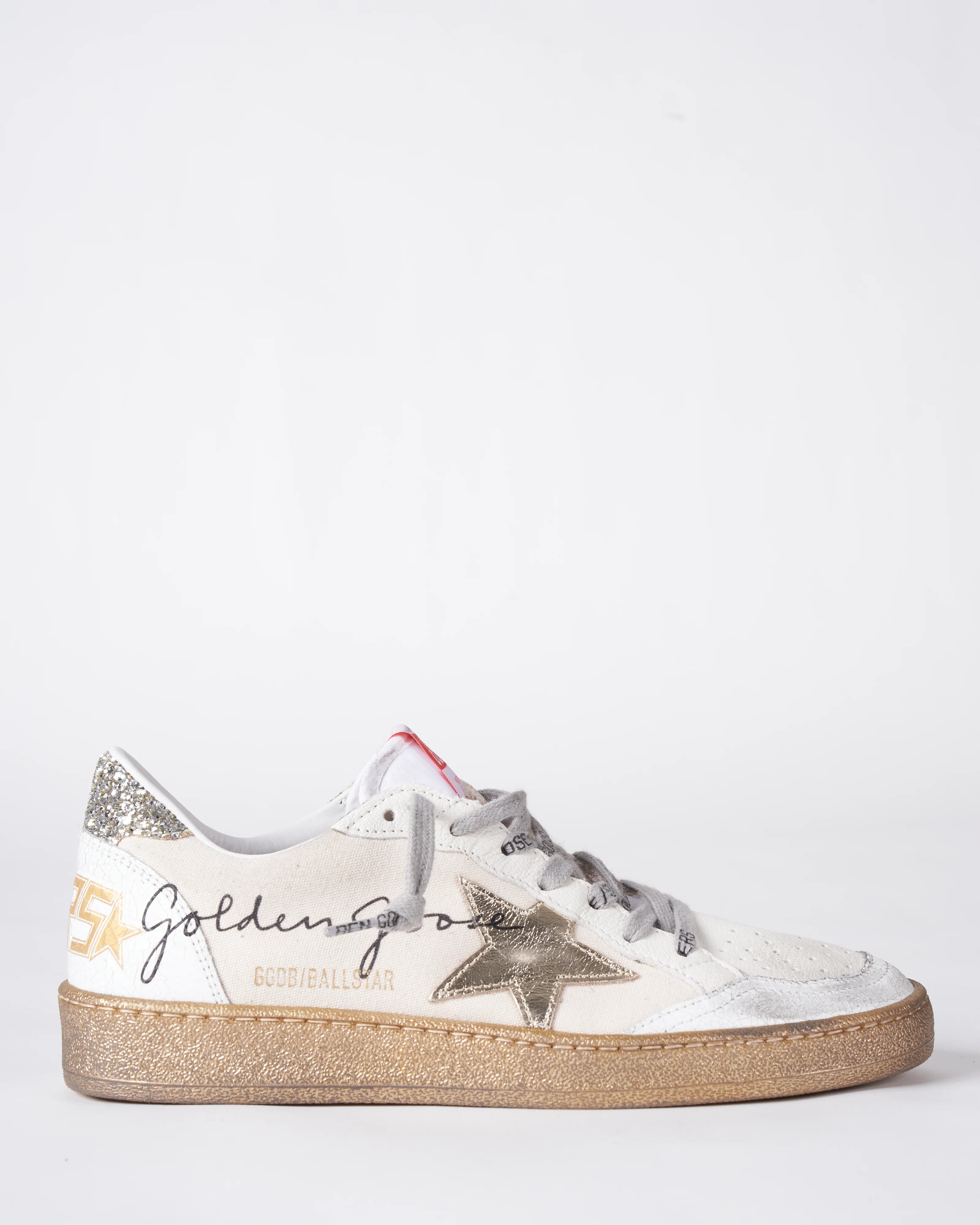ball star canvas upper laminated star glitter heel crack spur serigraph - creamy white/gold/white 81500 - Image 3