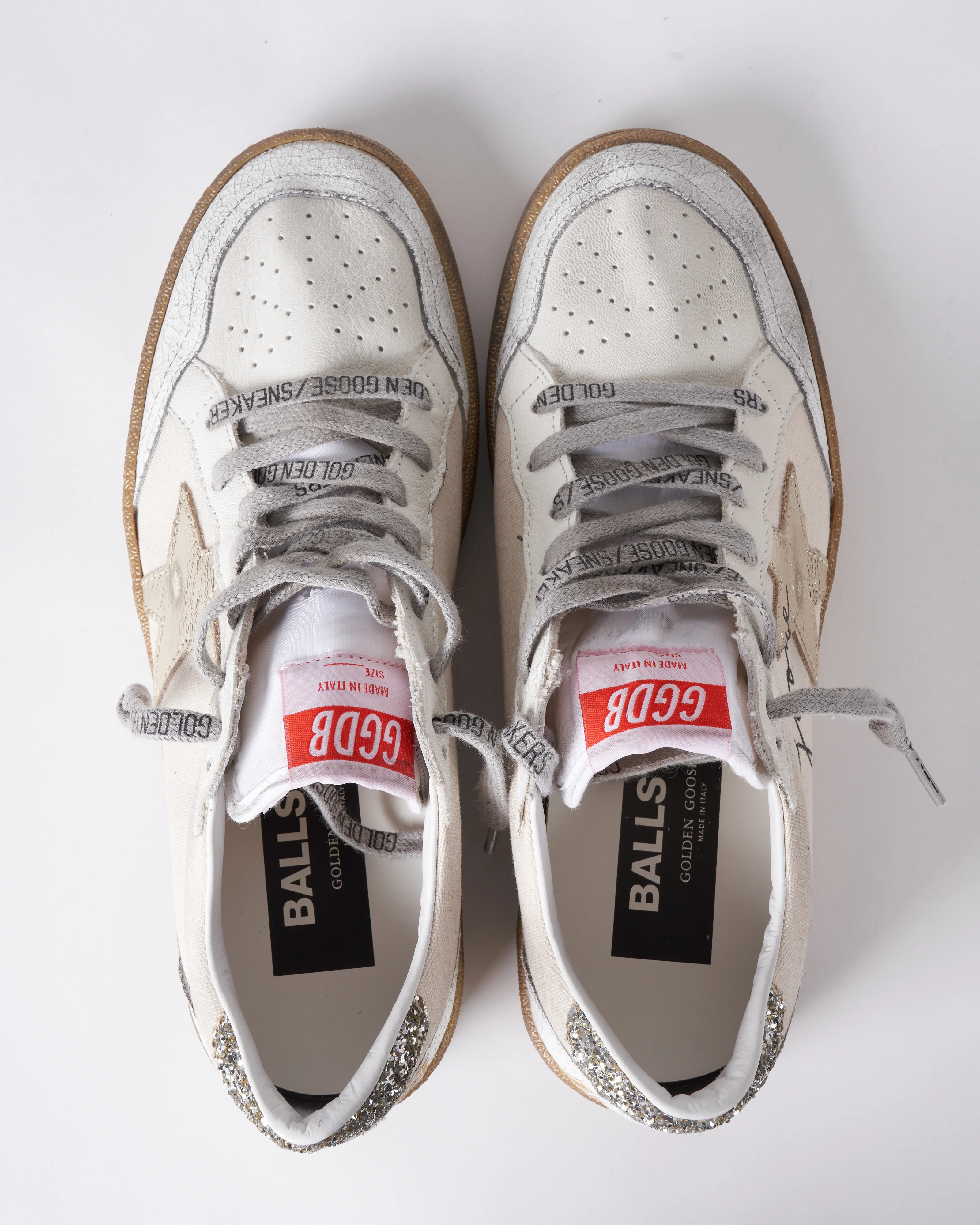 ball star canvas upper laminated star glitter heel crack spur serigraph - creamy white/gold/white 81500 - Image 4