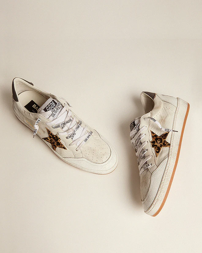 ball star golden leopard horsy star - white/beige brown black leo/ black - Image 2