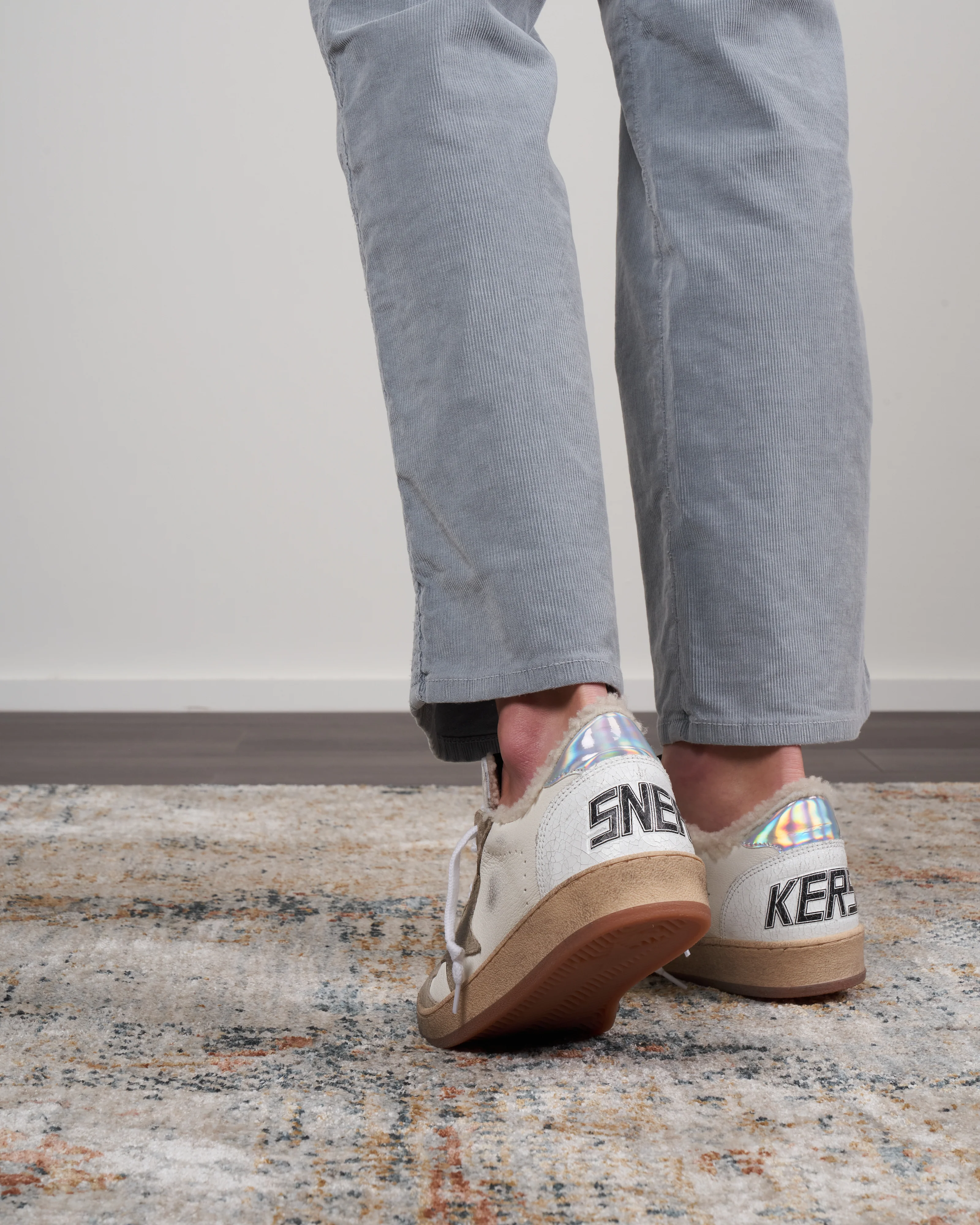 ball star suede toe and star nappa upper crack leather spur shearling lining - white/taupe/silver 10876 - Image 5
