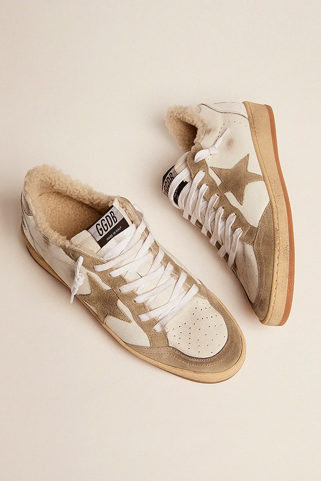 ball star suede toe and star shearling lining - white/taupe/silver - Image 2