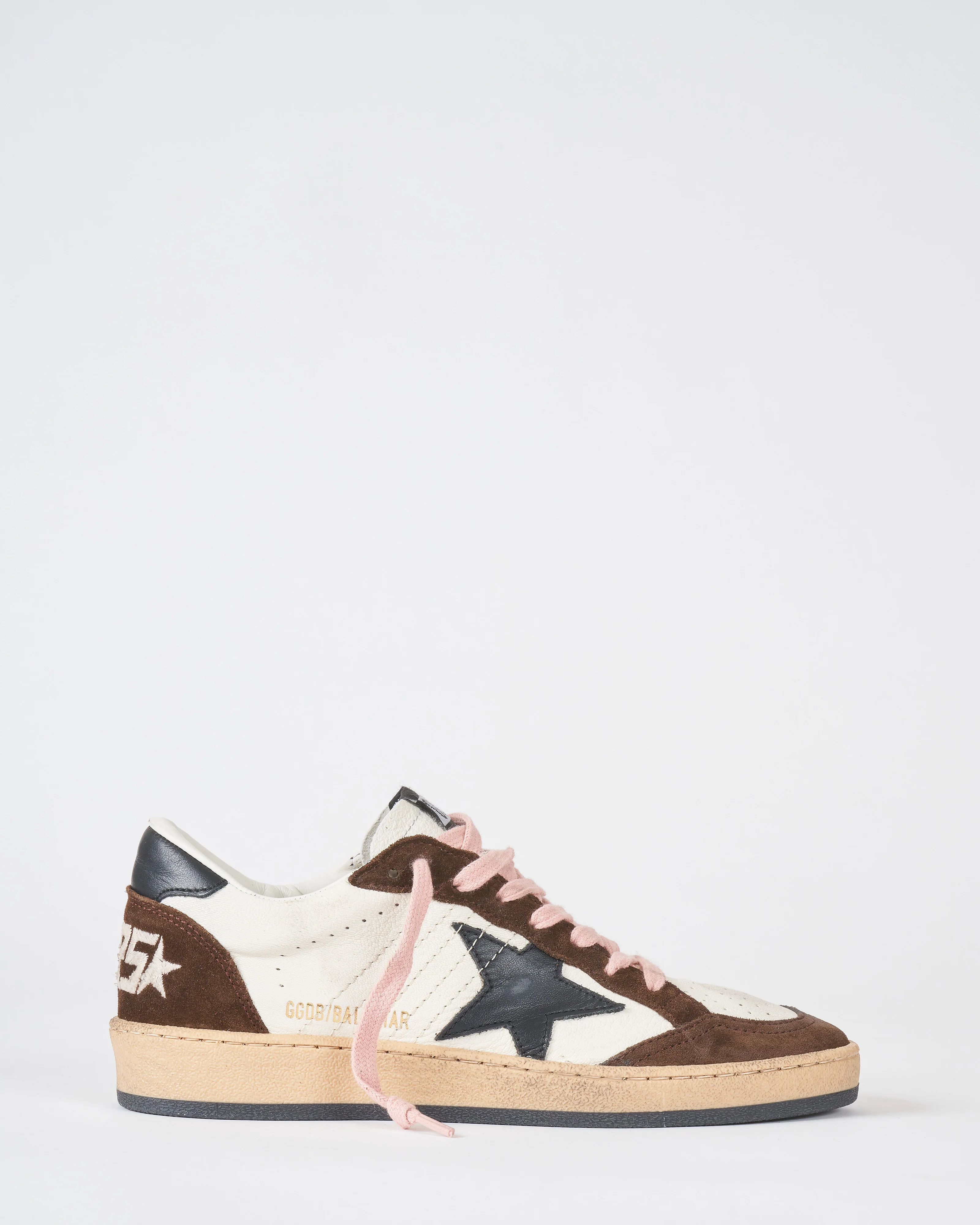 ballstar nappa with stitching and leather star - white/black/brown - Image 2