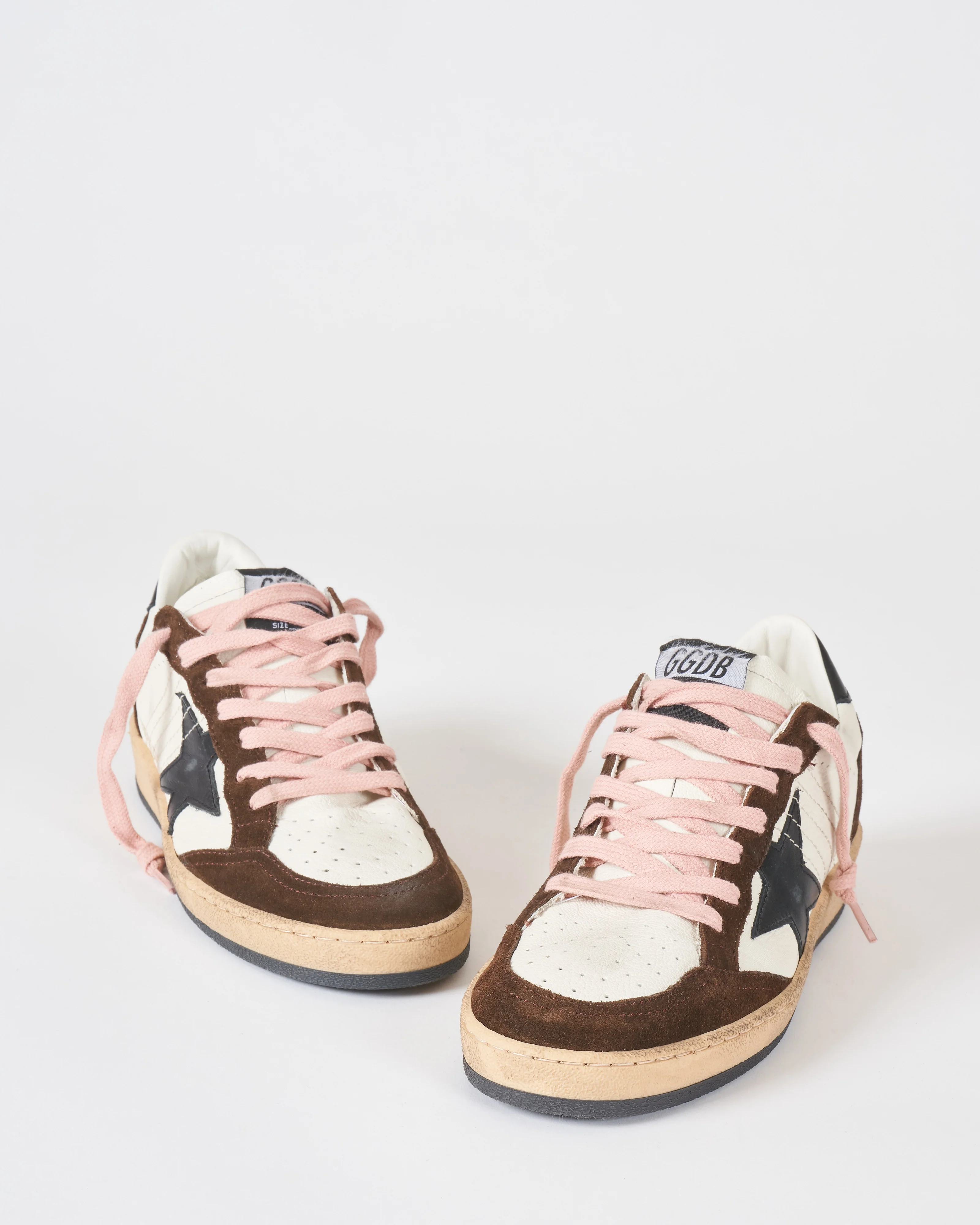 ballstar nappa with stitching and leather star - white/black/brown - Image 3
