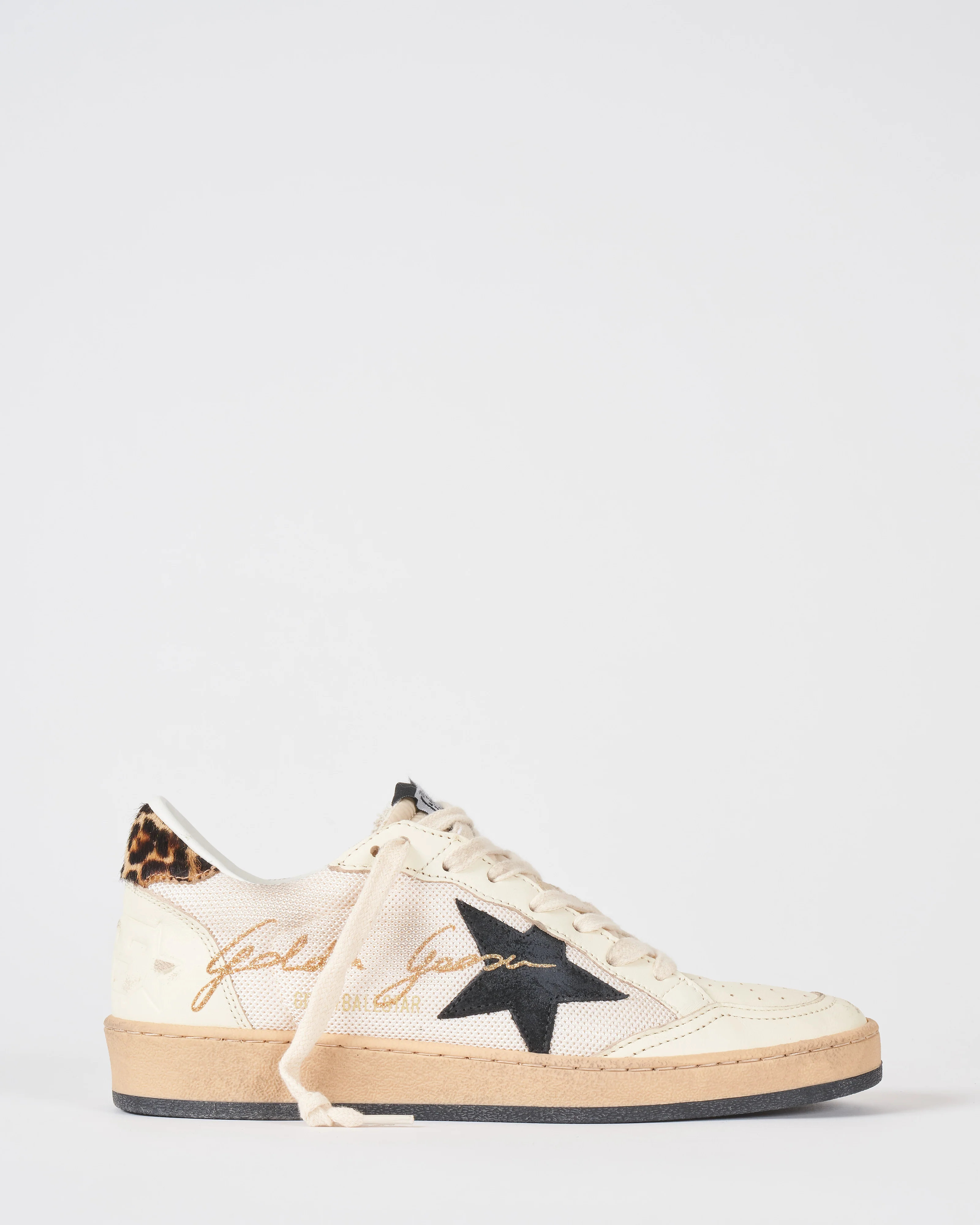 ball star net upper with signature suede star leopard horsy heel nappa spur - Image 2