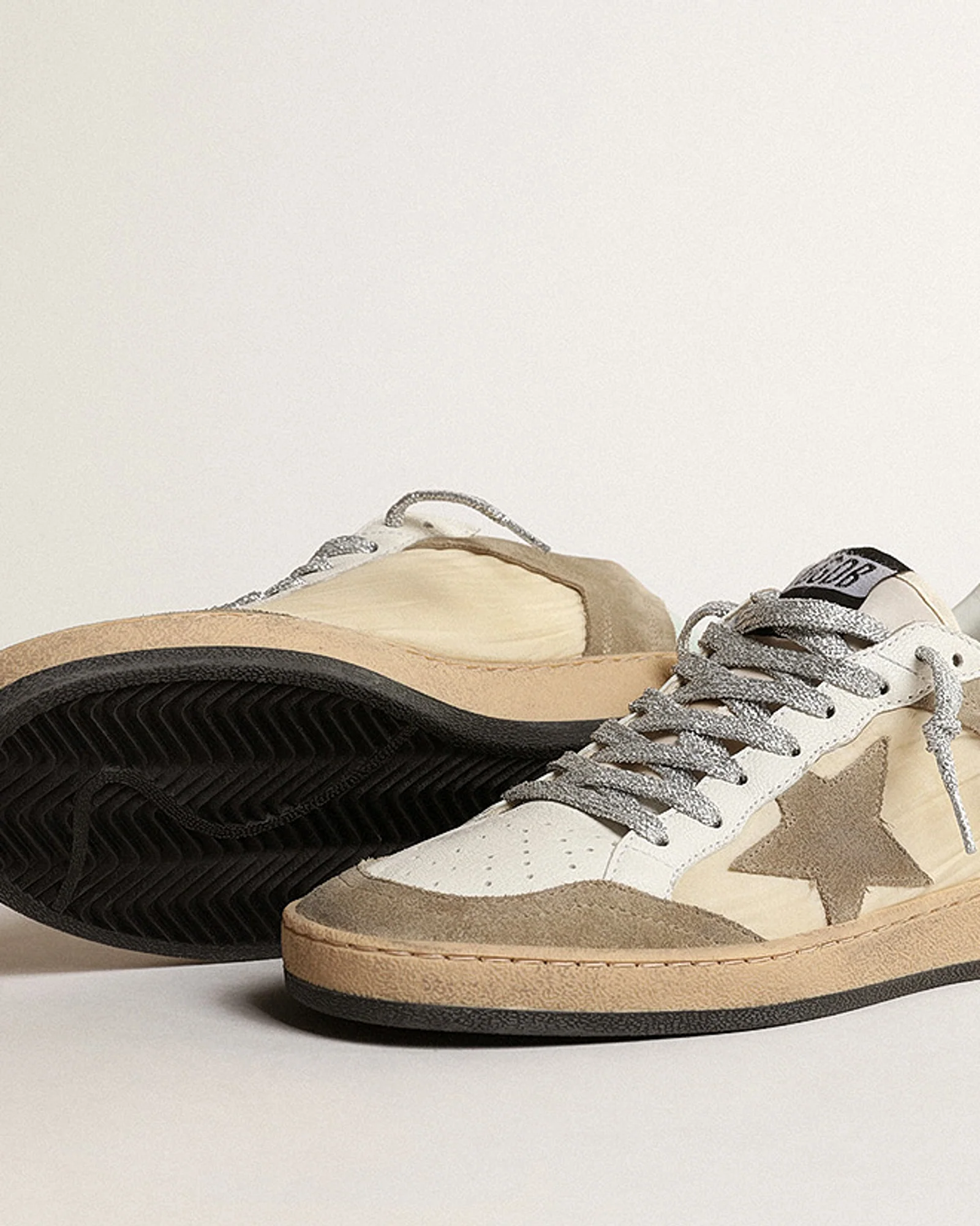 ballstar nylon and suede with laminated heel - beige/taupe/silver - Image 4