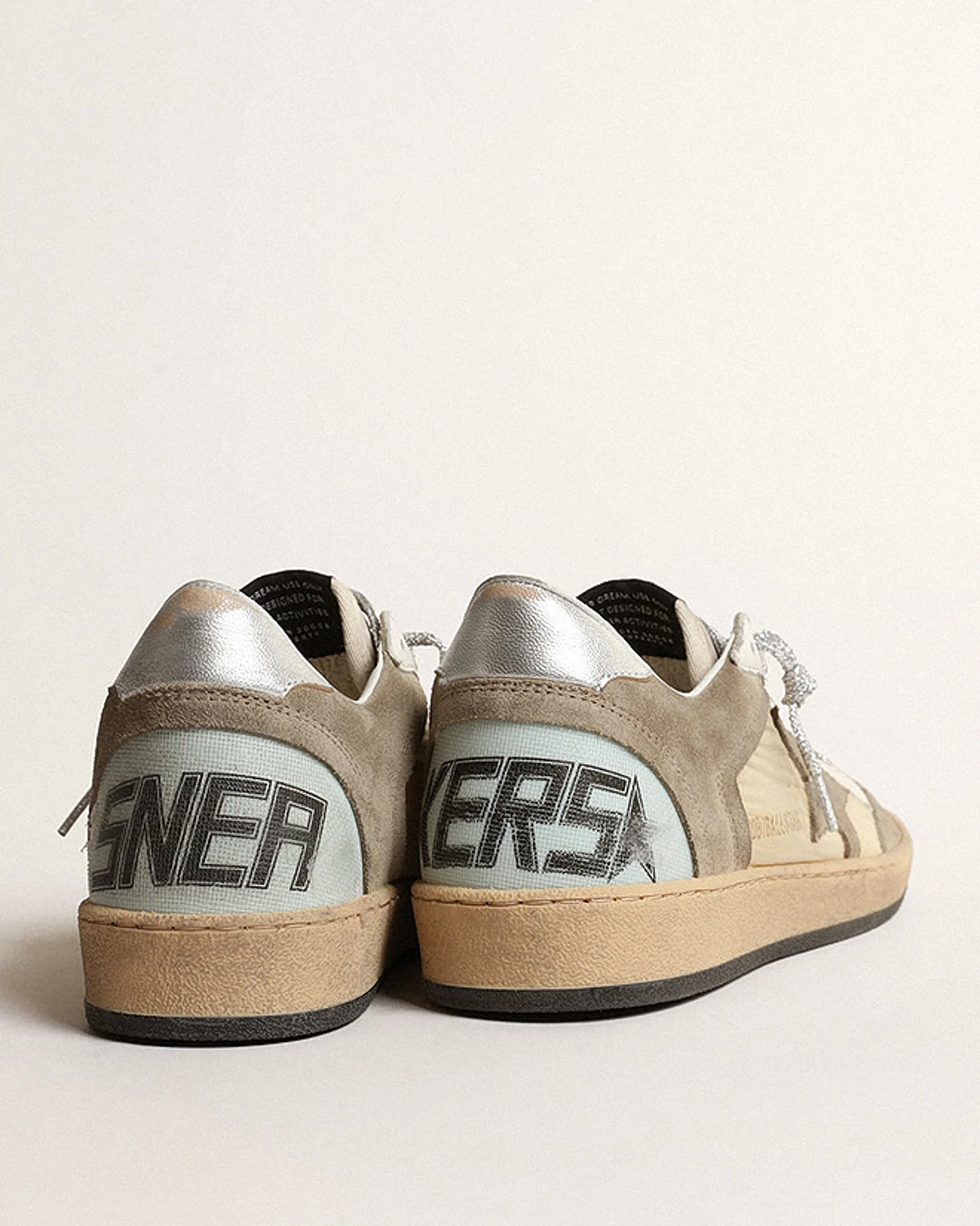 ballstar nylon and suede with laminated heel - beige/taupe/silver - Image 5