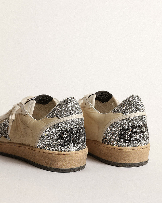 ballstar nylon with glitter star and heel - white/beige/silver - Image 5